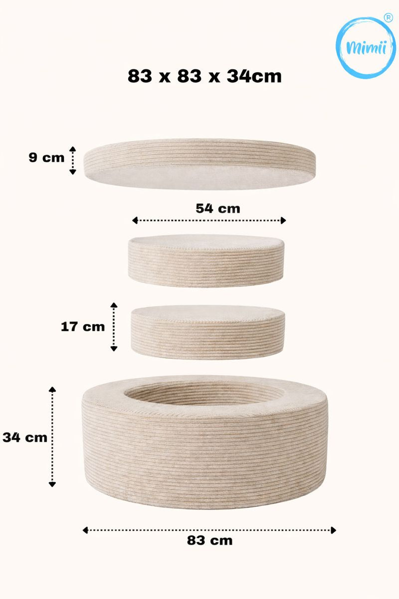 Donut Pouf Modularer 4-teiliger Spielpouf aus Cord