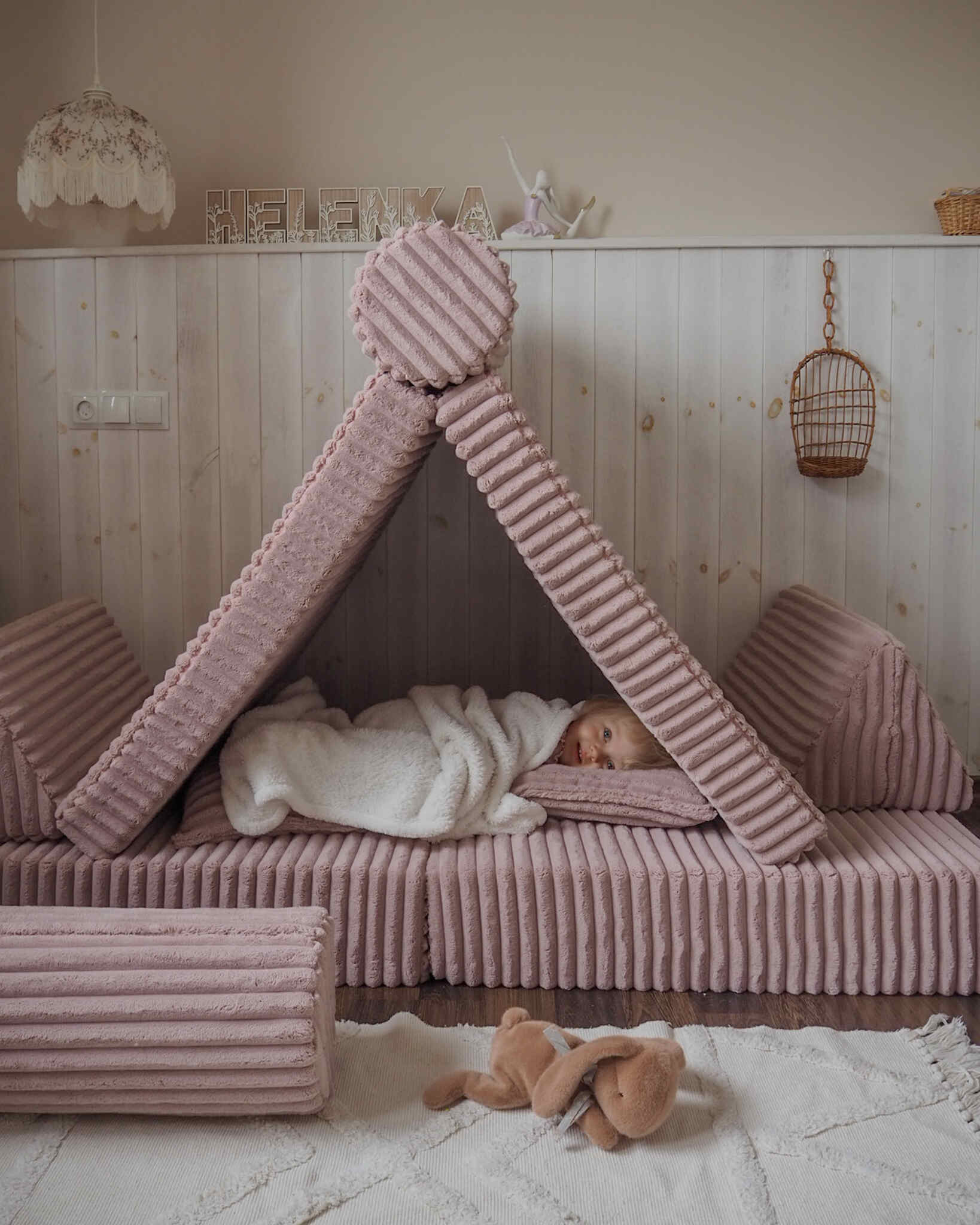 Luxuriöses Montessori-Spielsofa, Waffelpiqué-Stoff