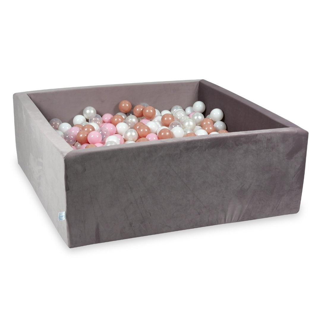 Piscine à balles carrée 110x110x40 cm en velours velvet Lilac, 600 balles