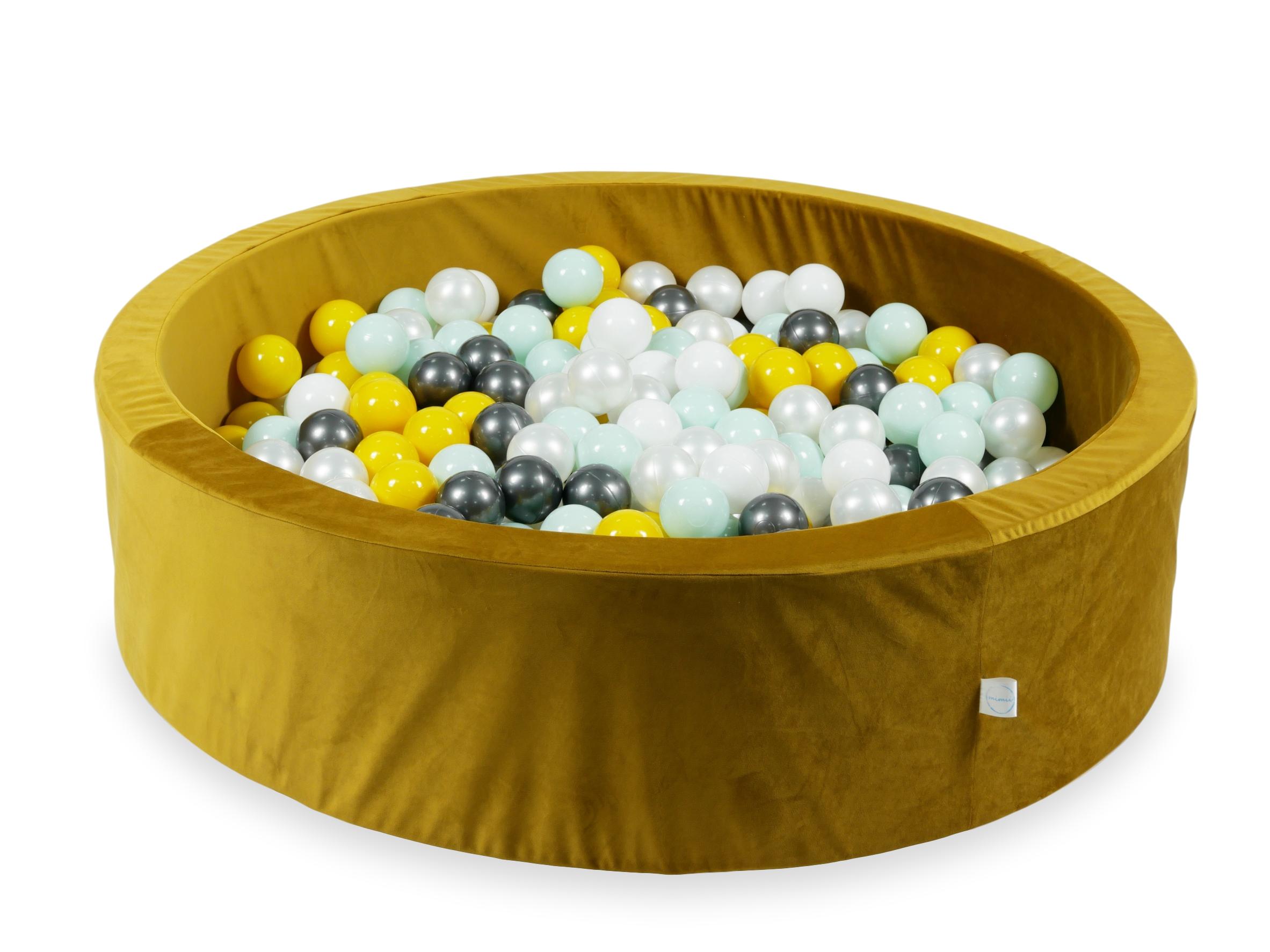 Piscine à balles en velours velvet dore 110x30 cm avec 400 balles