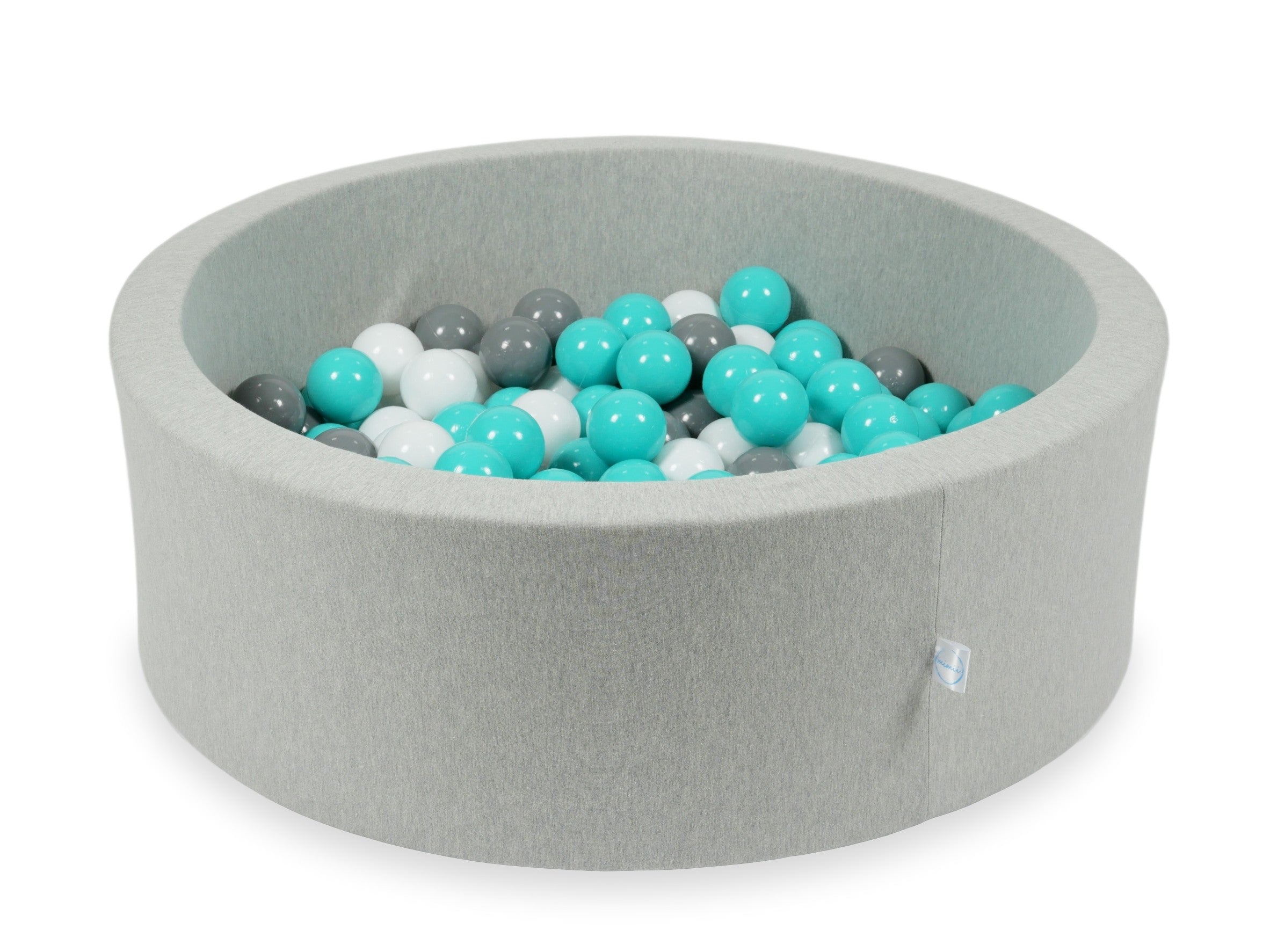 Schaumstoffspielbereich mit Hügel und hellgrauem Mini-Pool + 100 Bälle (hellgold, perlmuttfarben, silber, transparent)