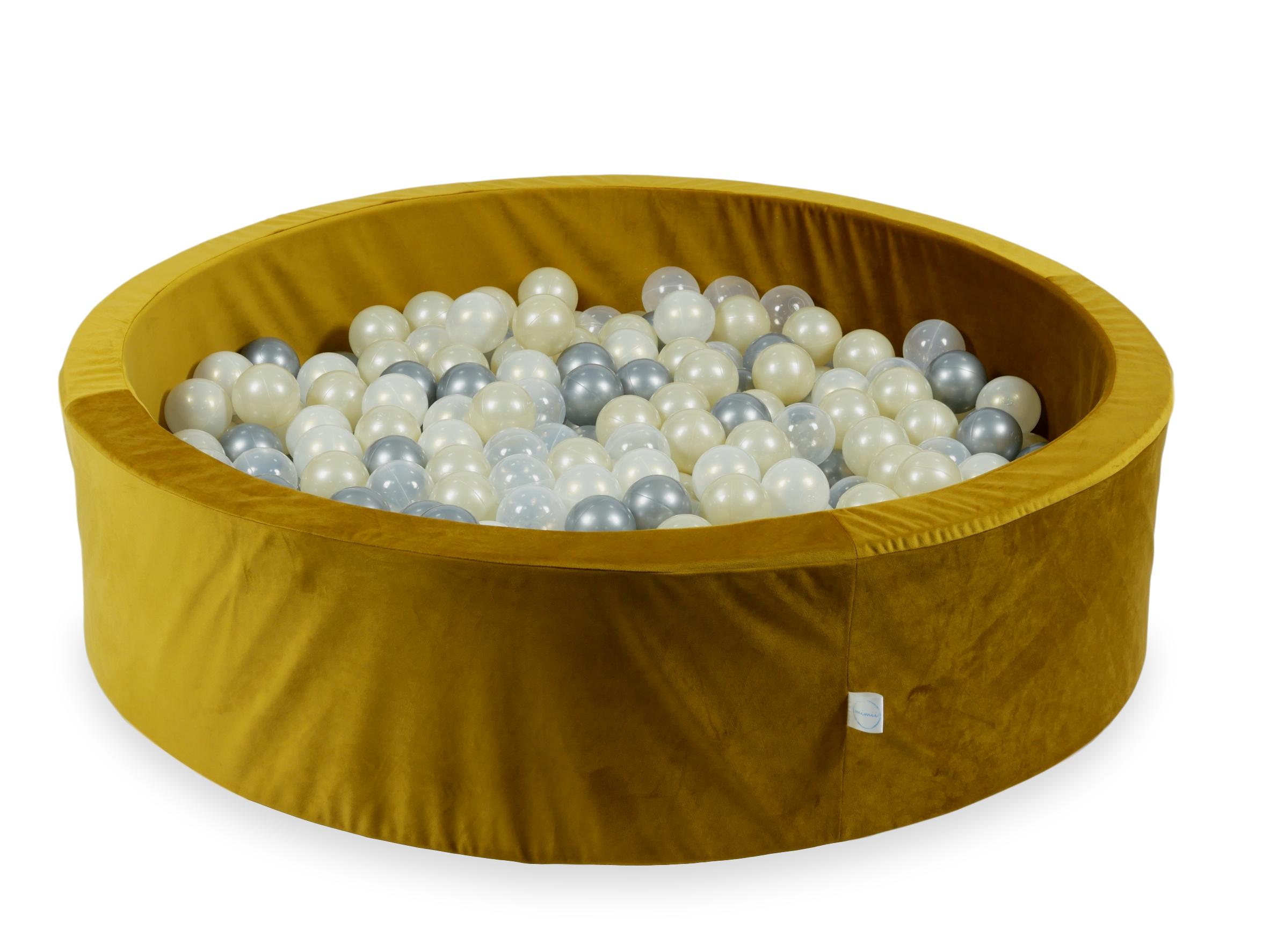 Piscine à balles en velours velvet dore 110x30 cm avec 400 balles