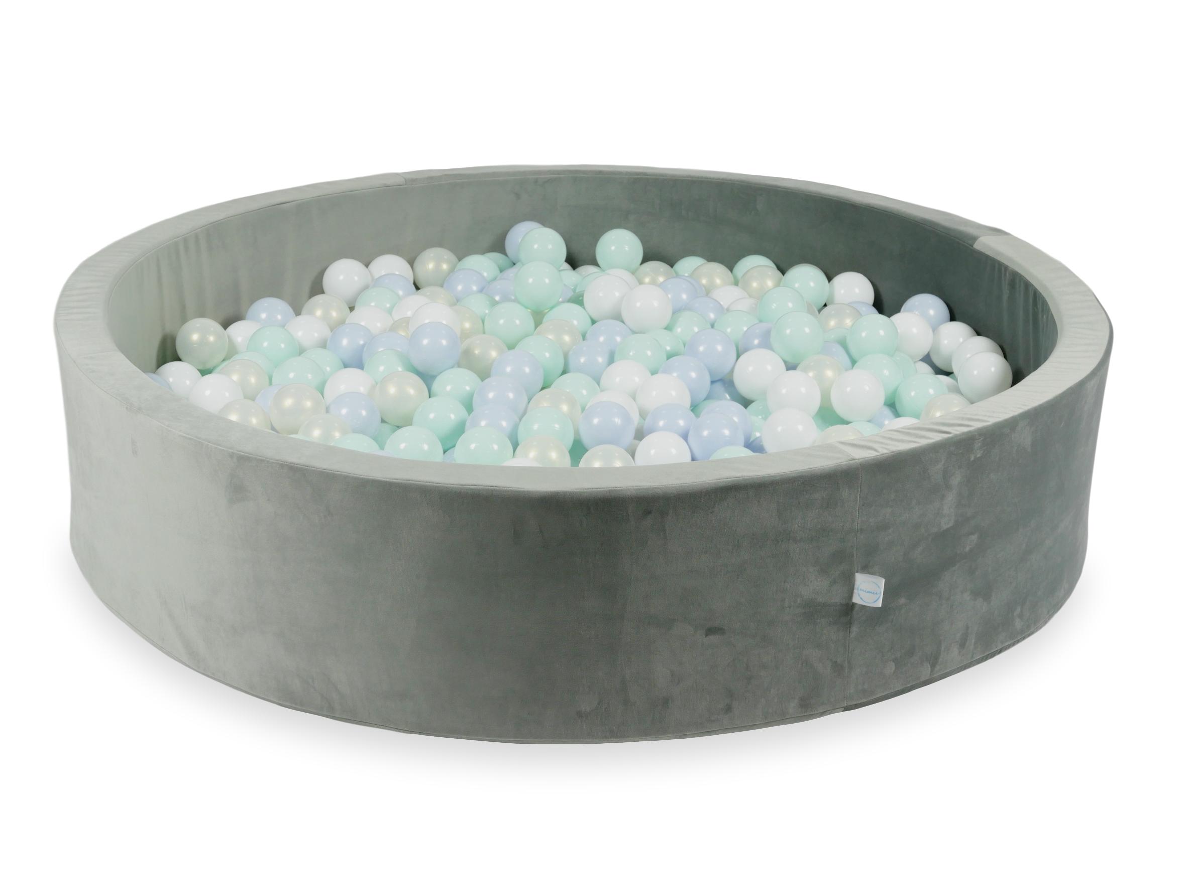 Piscine à balles en velours velvet gris 130x30 cm avec 600 balles