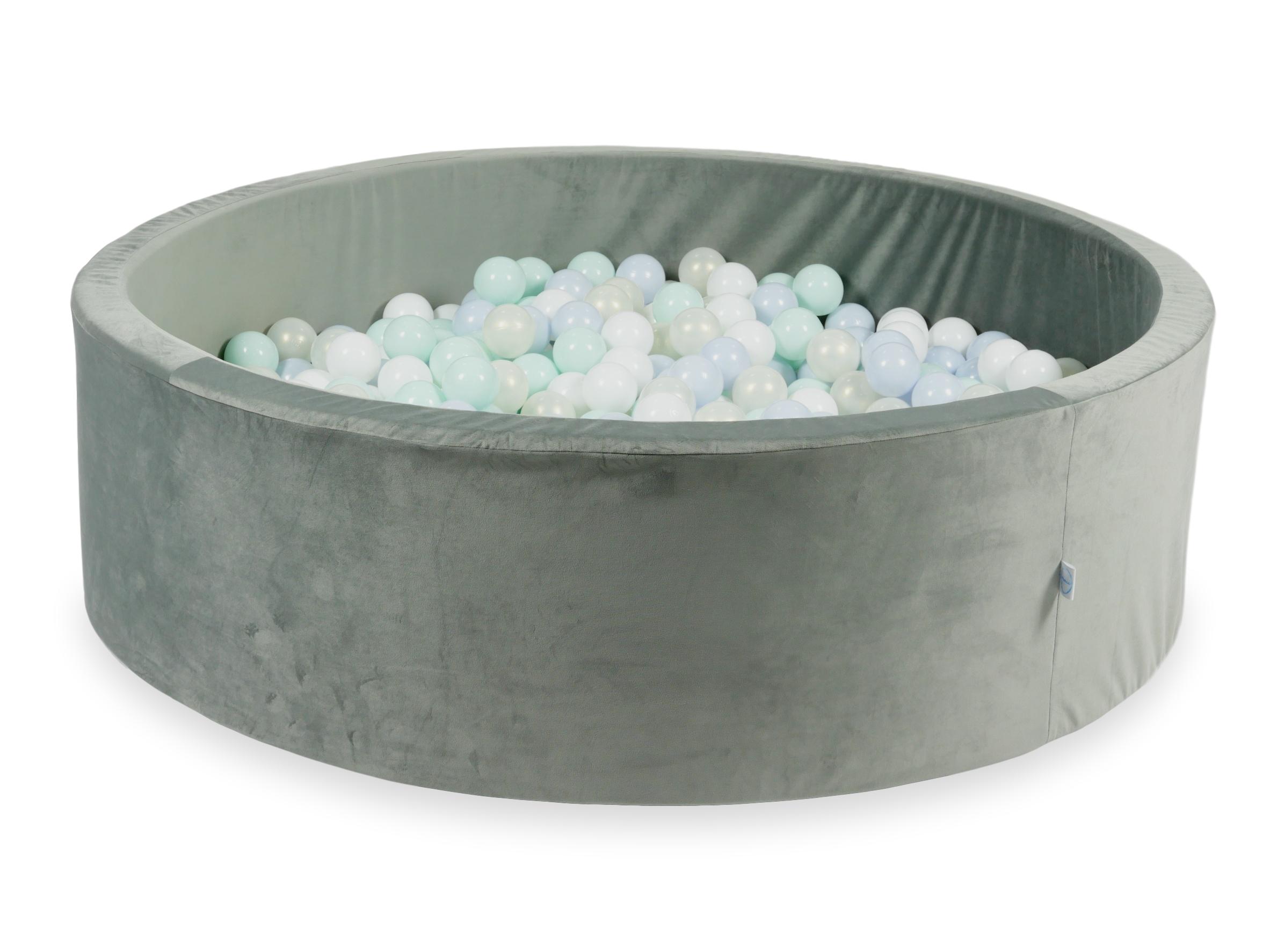 Piscine à balles en velours velvet gris 130x40 cm avec 700 balles