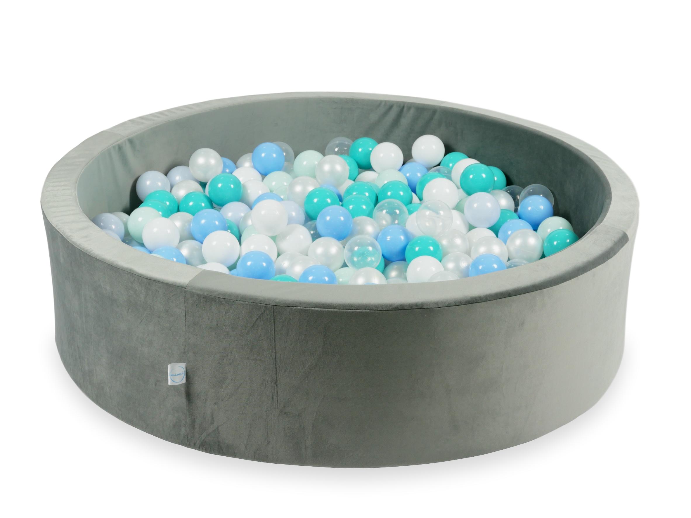 Piscine à balles en velours velvet gris 110x30 cm avec 400 balles