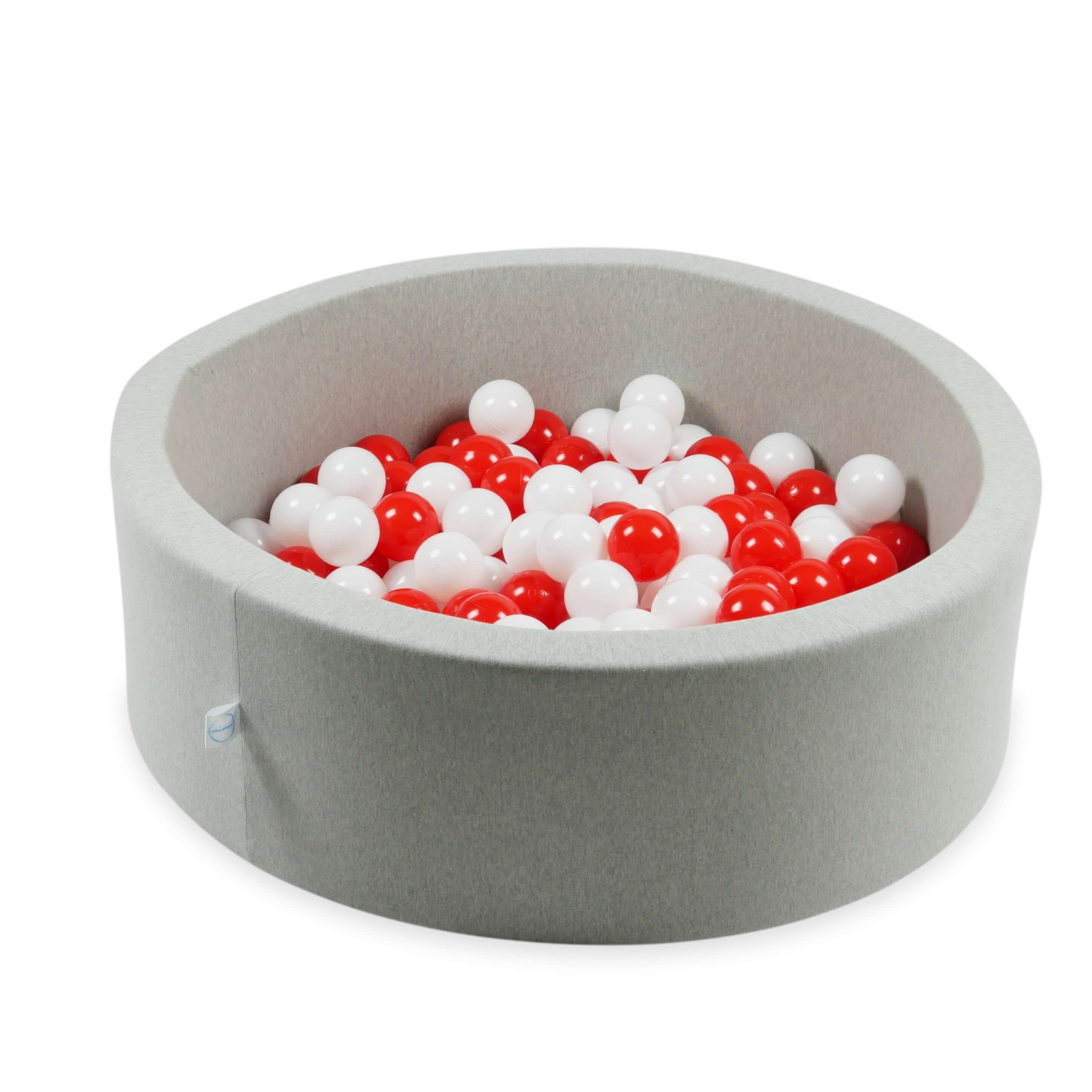 Spielbälle mit 7 cm Durchmesser, 150 Stück, weiß, rot