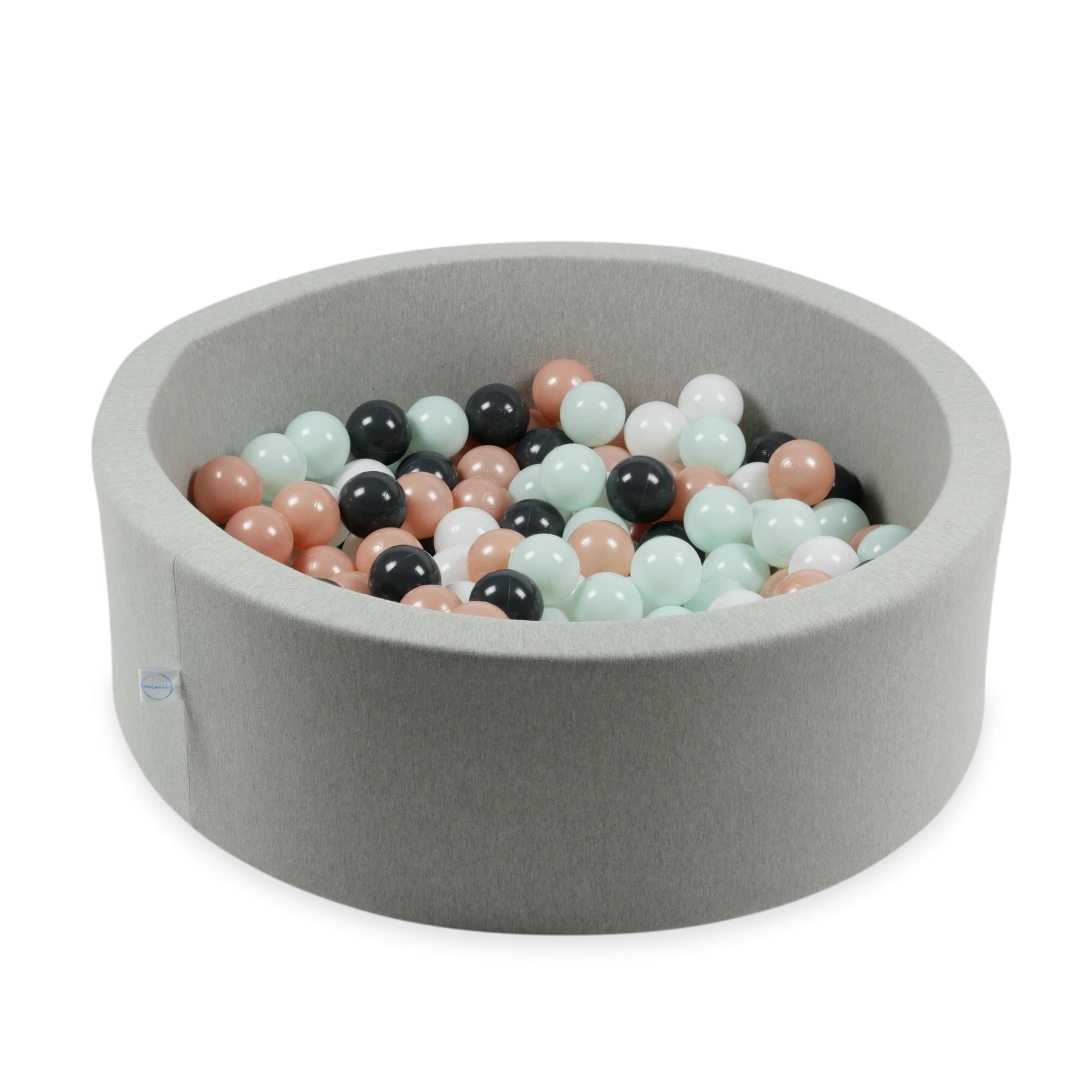 Spielbälle mit 7 cm Durchmesser, 100 Stück, weiß, graphitfarben, roségoldfarben, hellmint