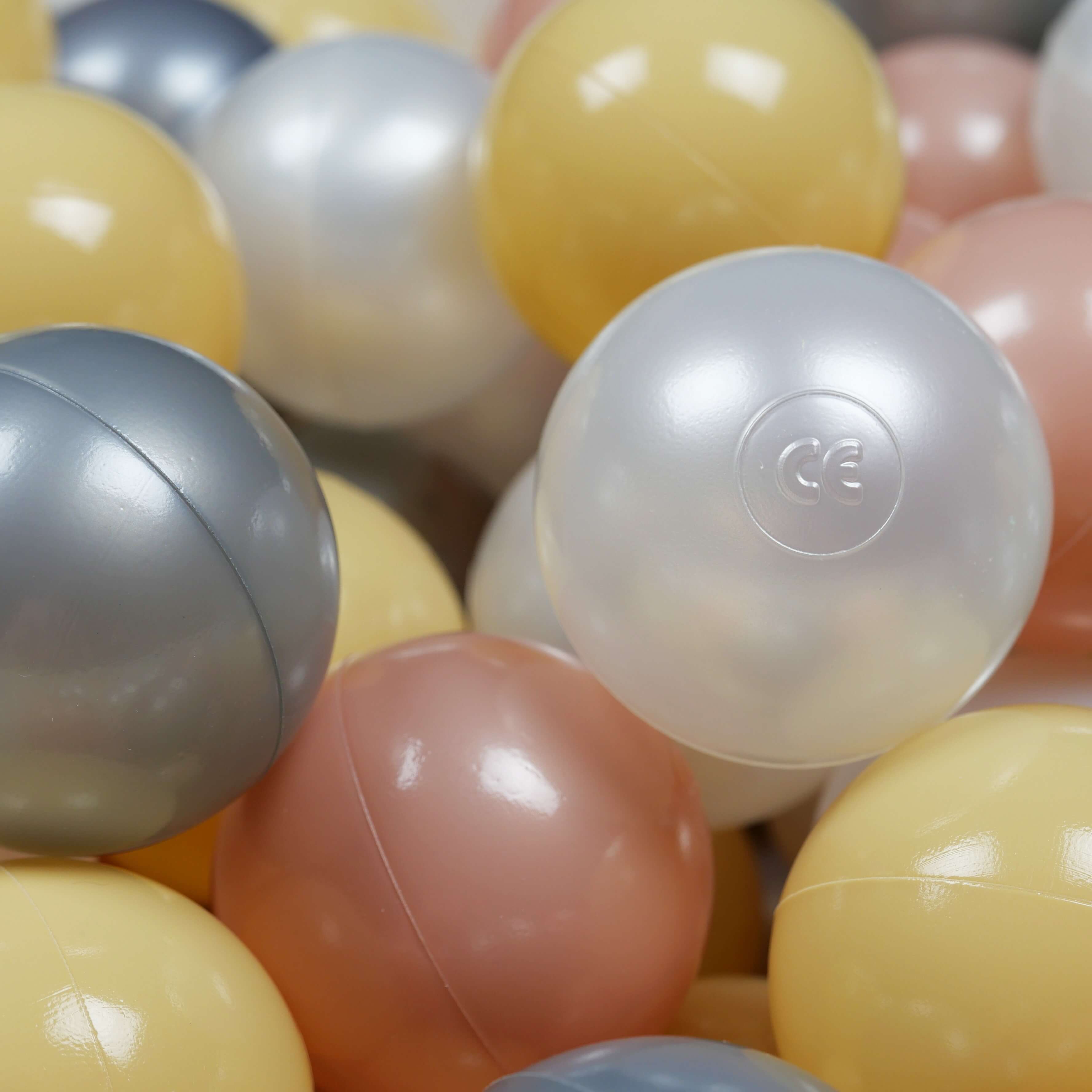 Spielbälle mit 7 cm Durchmesser, 100 Stück, Perlmutt, Roségold, Beige, Silber