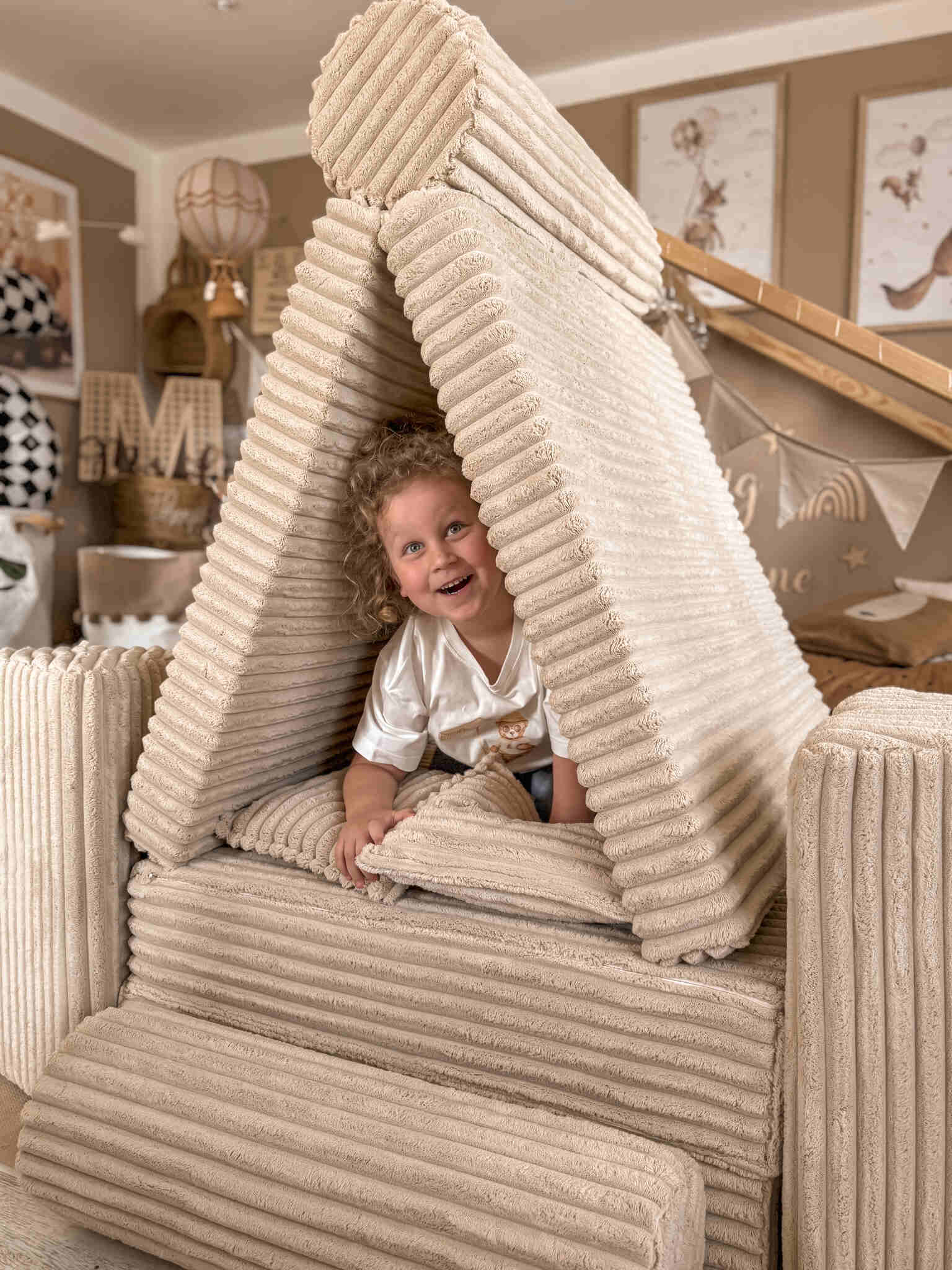 Montessori Comfort Play Sofa aus Waffelstoff