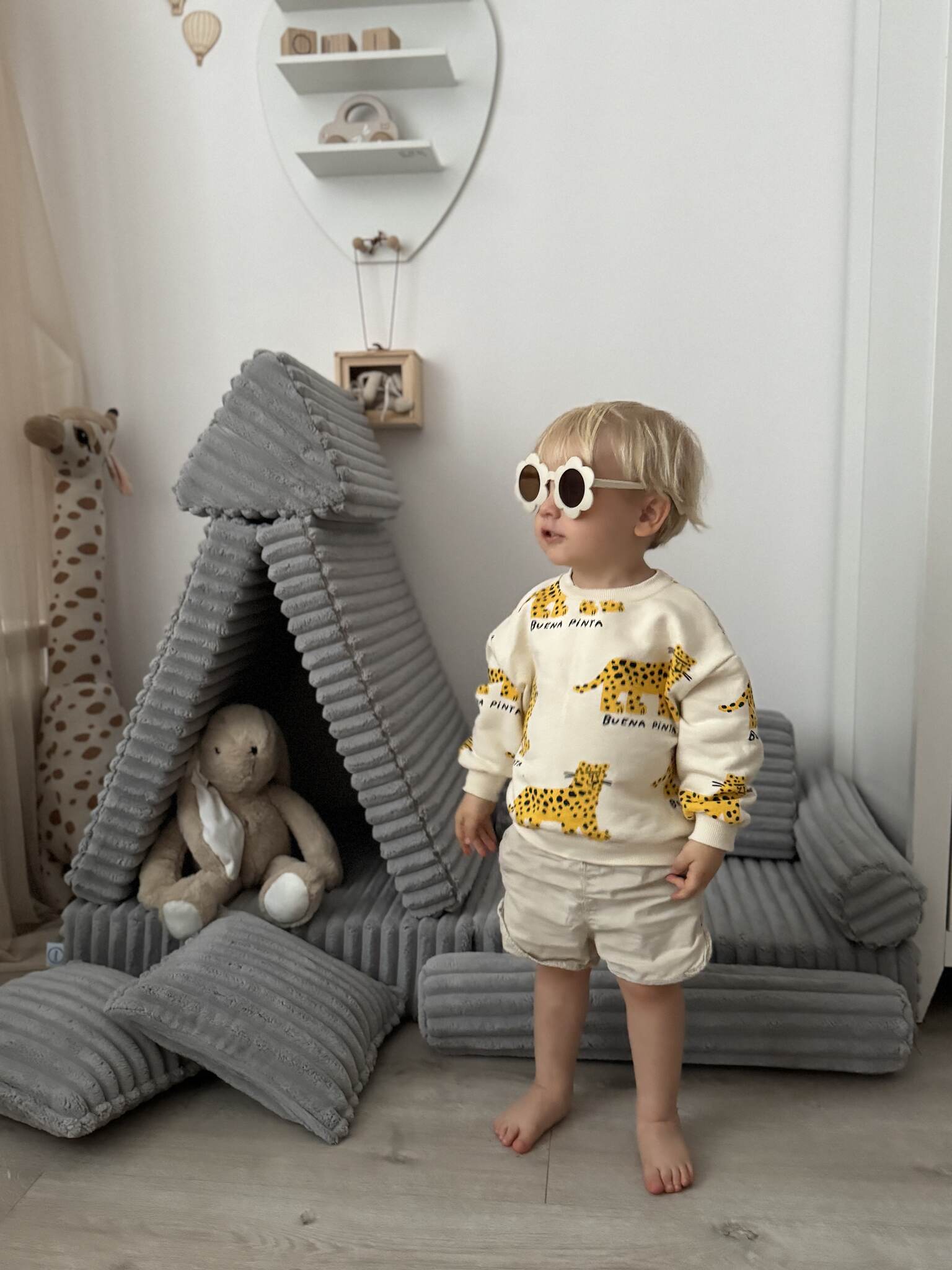 Montessori Mini Comfort Spielsofa aus Waffelstoff