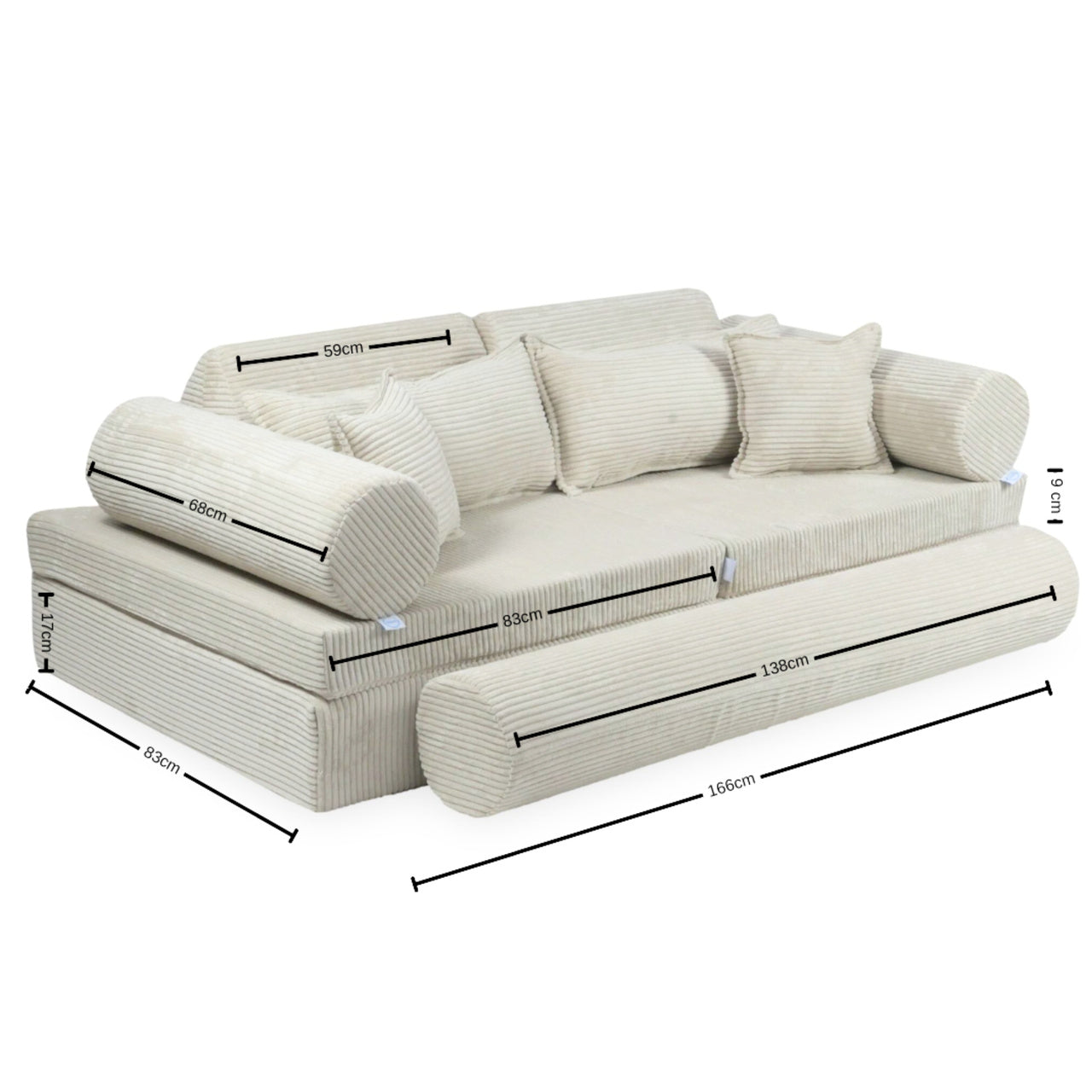Deluxe Montessori-Spielsofa, Weiß, Locken