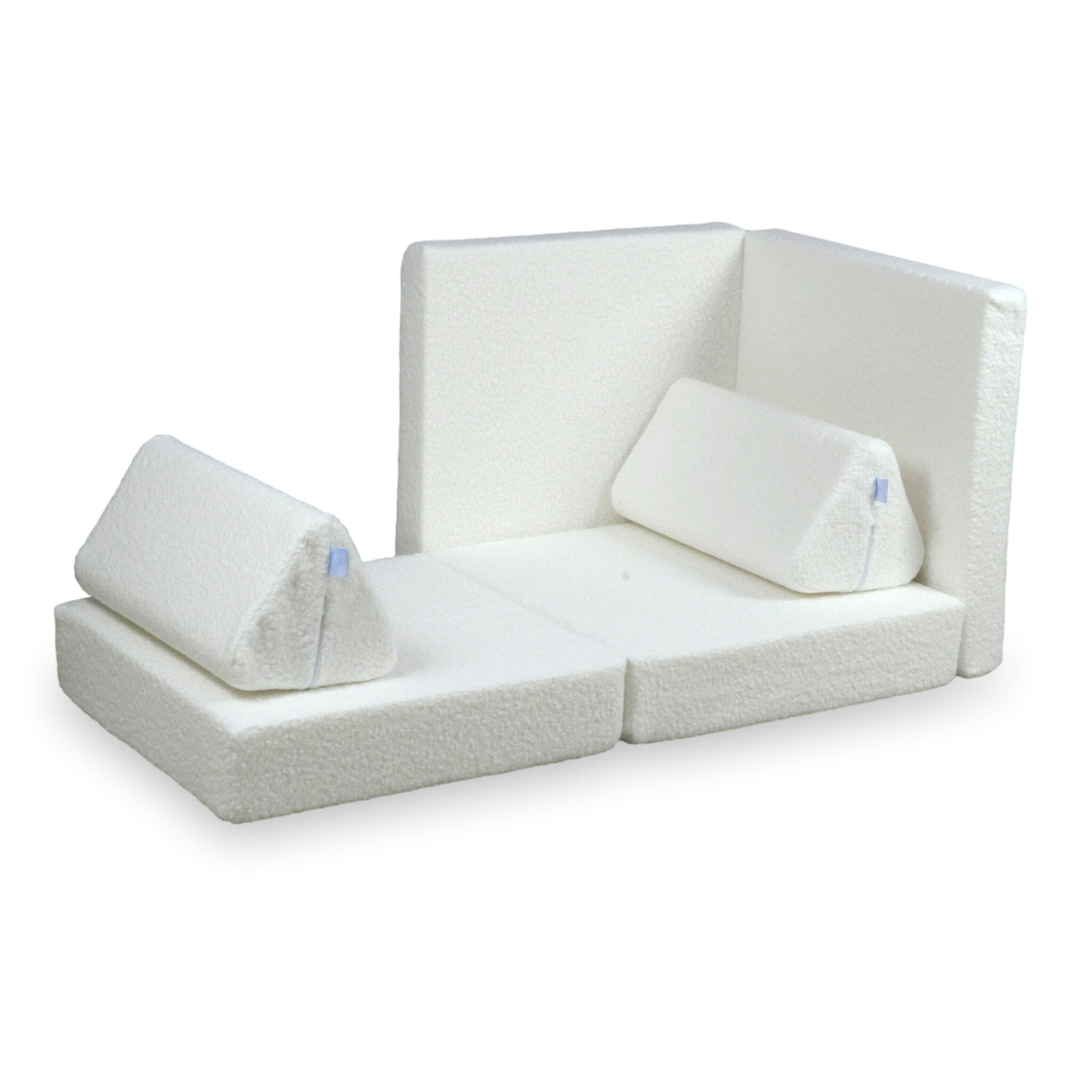 Montessori Mini Comfort Spielsofa in Weiß Bouclé