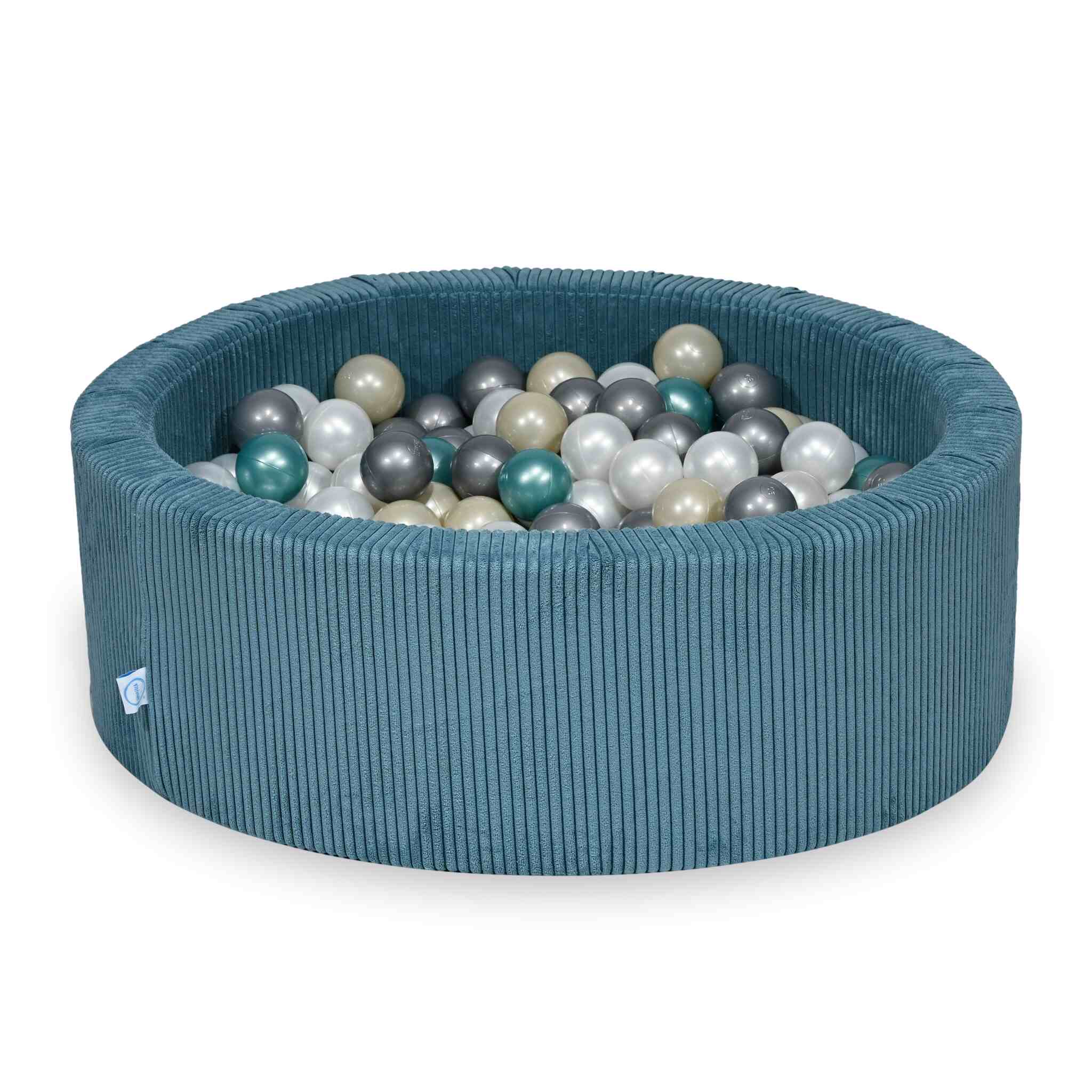 Schaumstoffspielbereich mit rundem, 90x30 cm großem, blau geripptem Pool + 5 Elementen + 200 Bällen