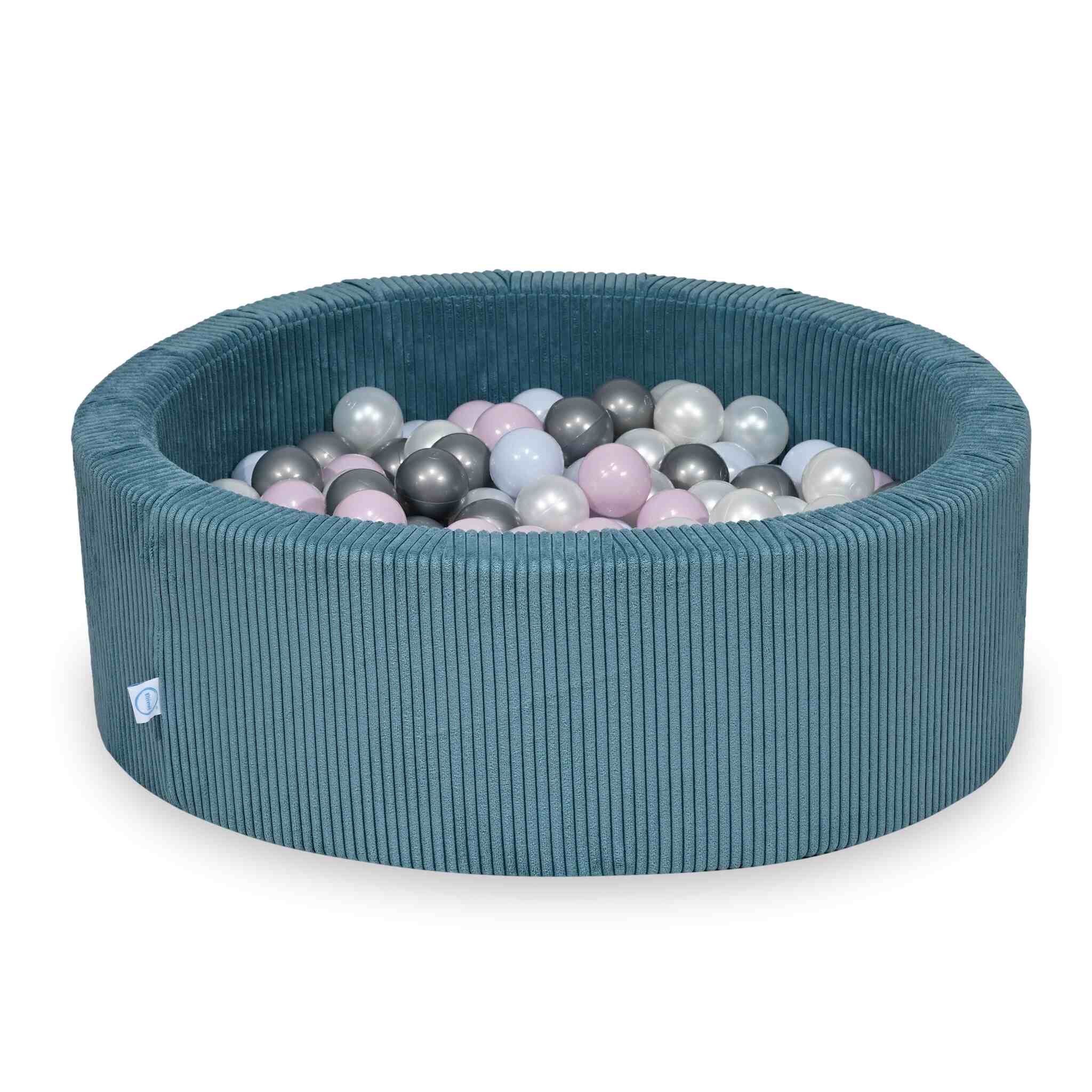 Schaumstoffspielbereich mit rundem, 90x30 cm großem, blau geripptem Pool + 5 Elementen + 200 Bällen