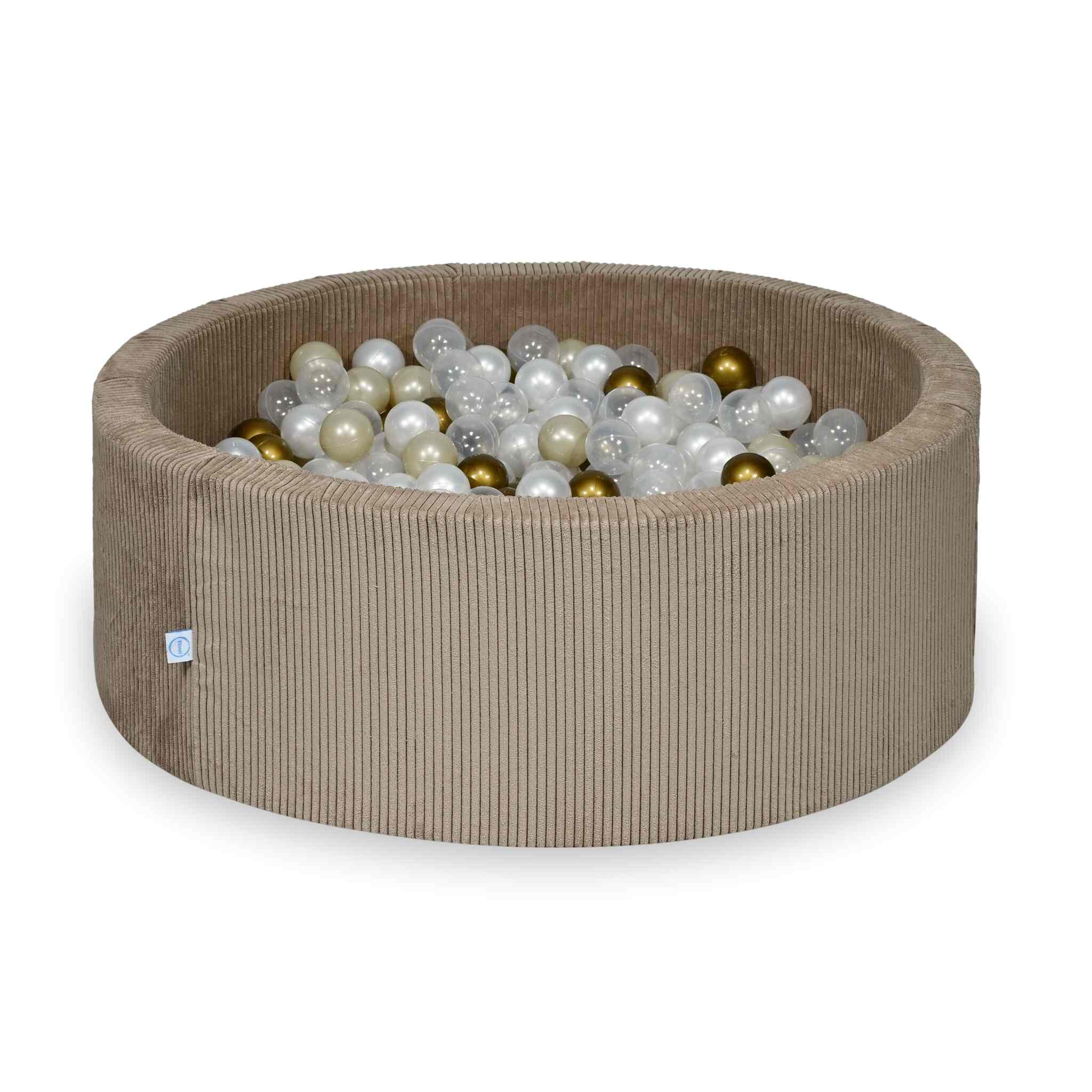 Piscine à balles en velours côtelé Toffee 110x40 cm avec 500balles