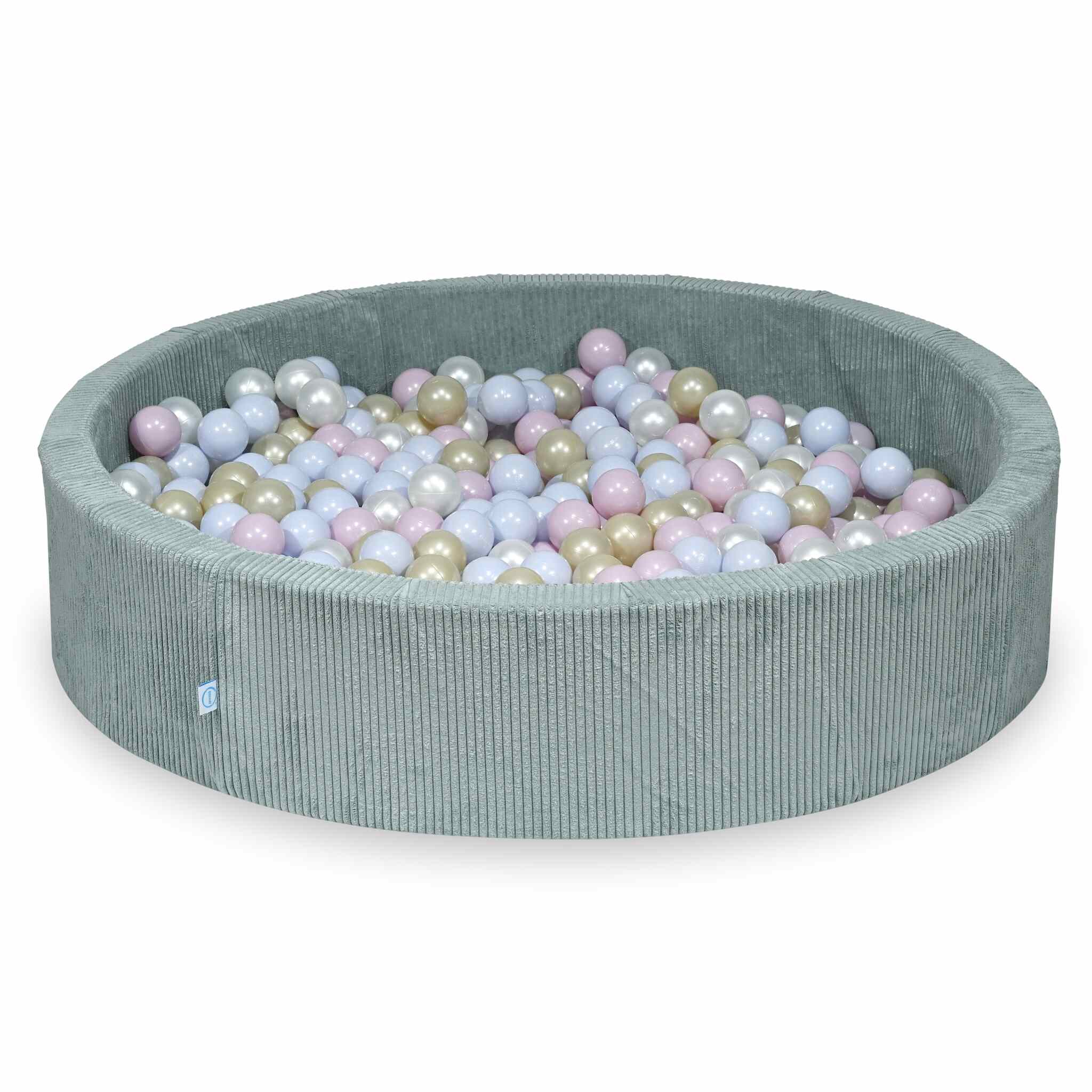 Piscine à balles en velours côtelé menthe claire 130x30 cm avec 600 balles