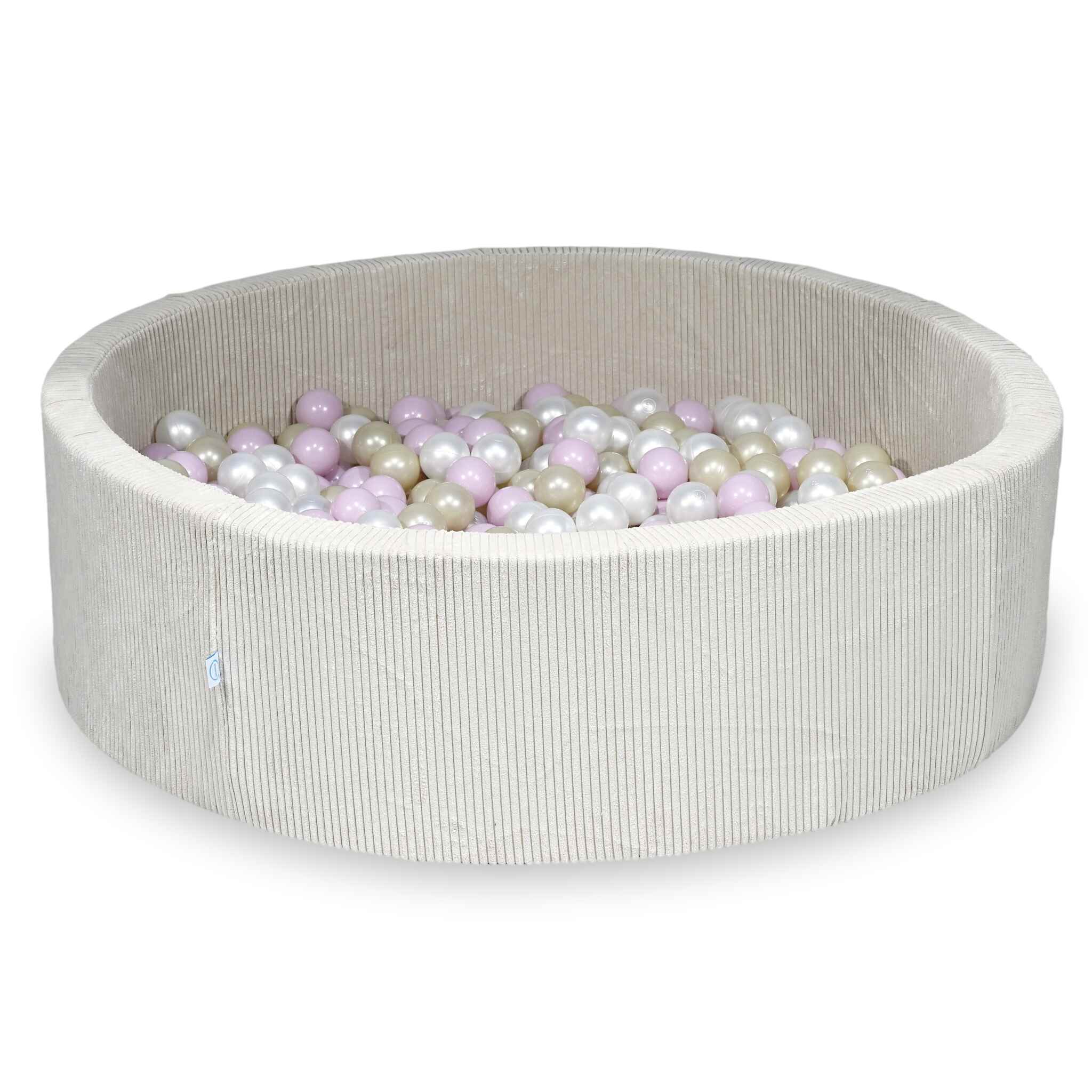 Piscine à balles en velours côtelé beige 130x40 cm avec 700 balles