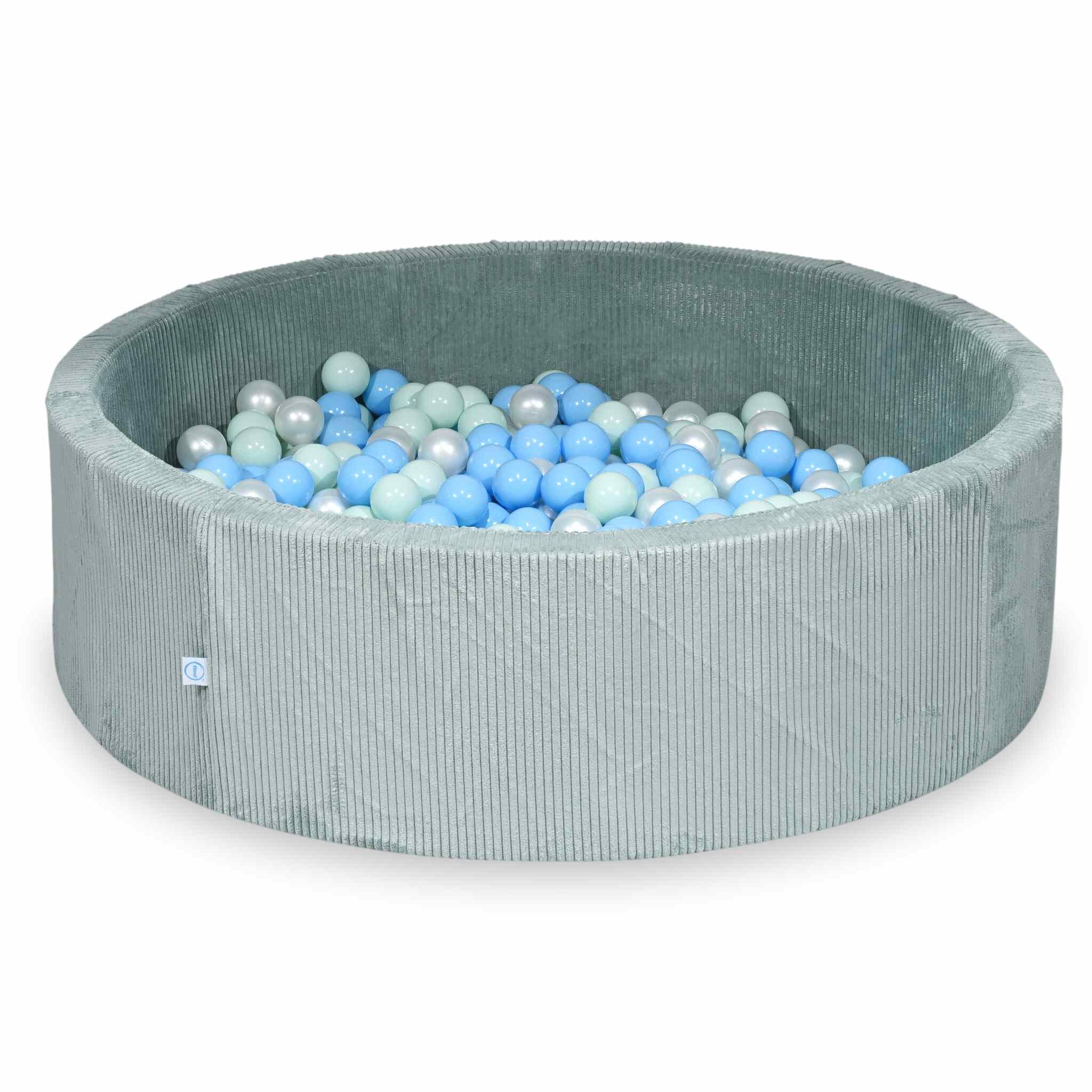 Piscine à balles en velours côtelé menthe claire 130x40 cm avec 700 balles