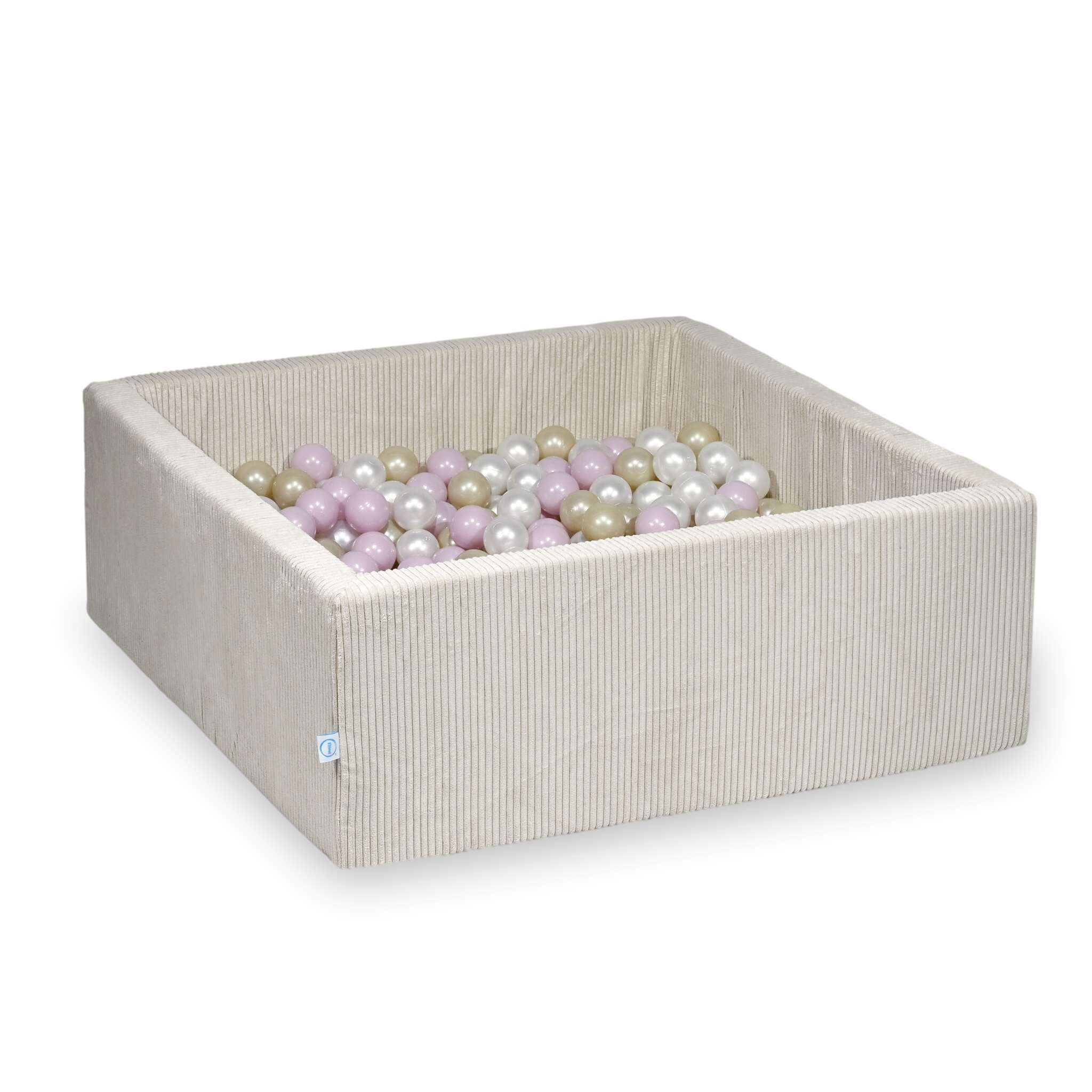 Piscine à balles carrée 110x110x40 cm en velours côtelé Beige, 600 balles
