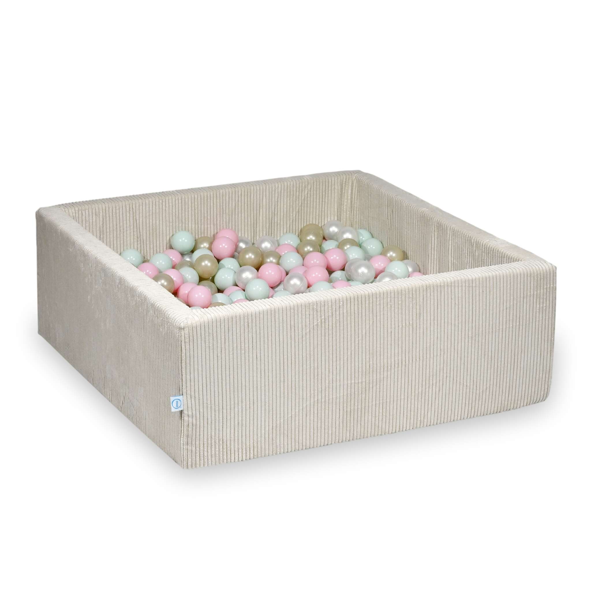 Piscine à balles carrée 110x110x40 cm en velours côtelé Beige, 600 balles
