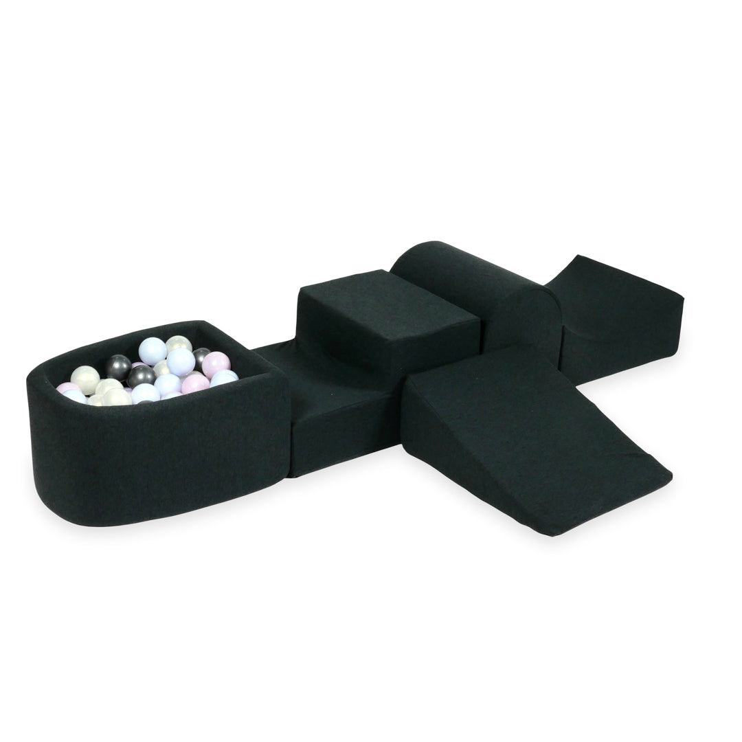 Aire de jeux en mousse avec colline et piscine micro graphite + 100 balles