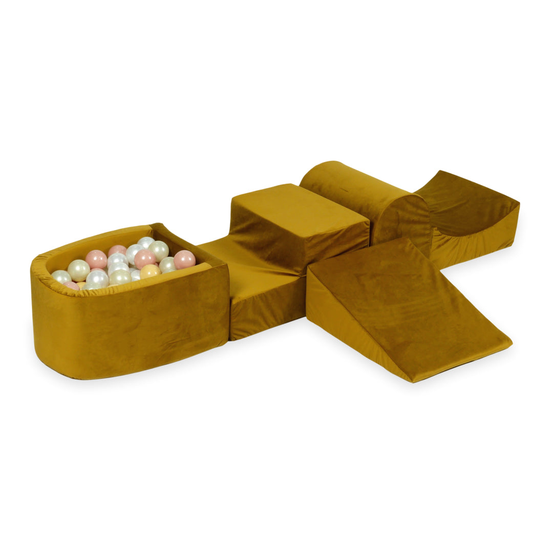 Schaumstoffspielbereich mit Hügel und Mikro-Samt-Goldpool + 100 Bälle