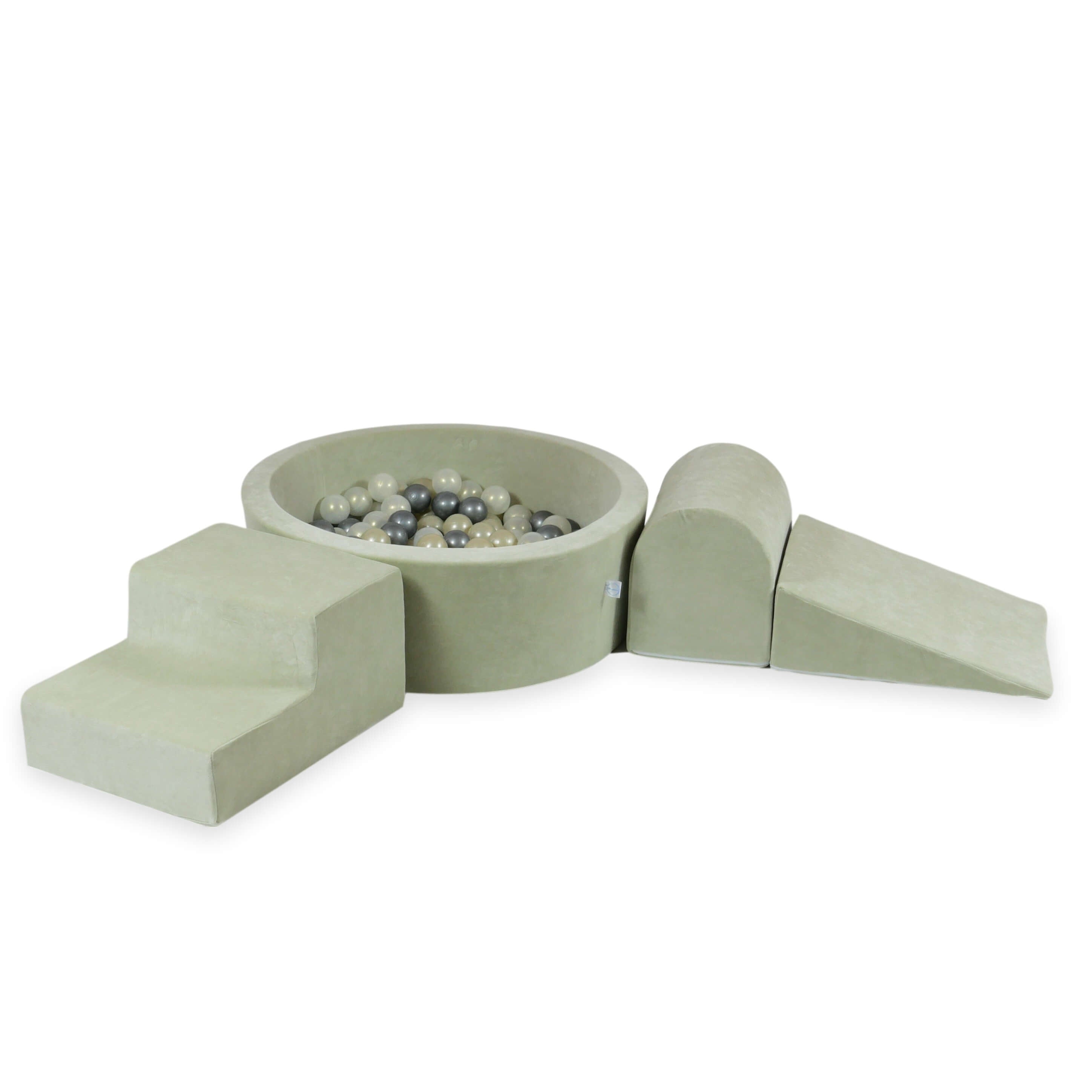 Aire de jeux en mousse avec piscine ronde 90x30 velvet soft pistachio + 200 balles