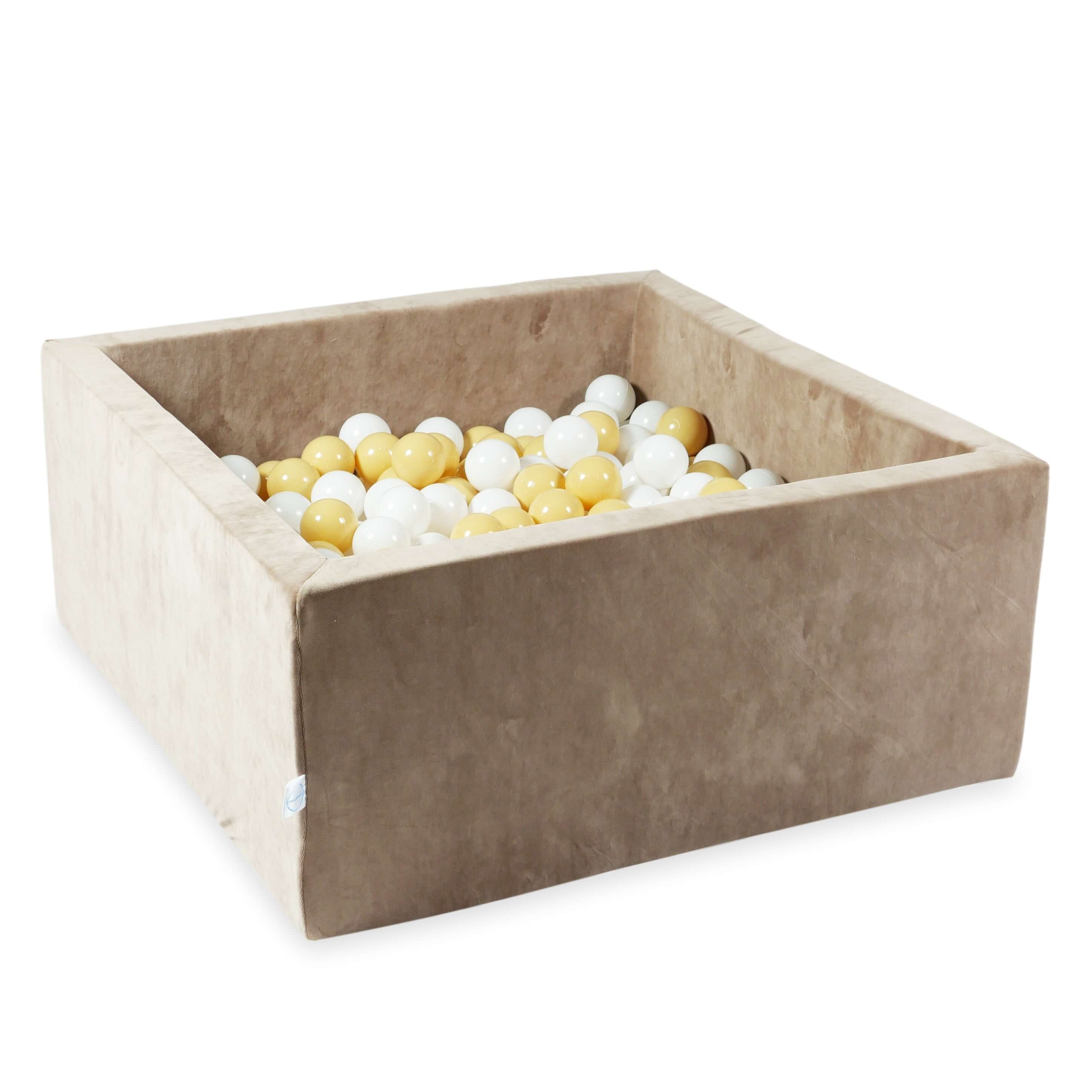 Piscine à balles carrée 90x90x40 cm en velvet soft Brown, 400 balles