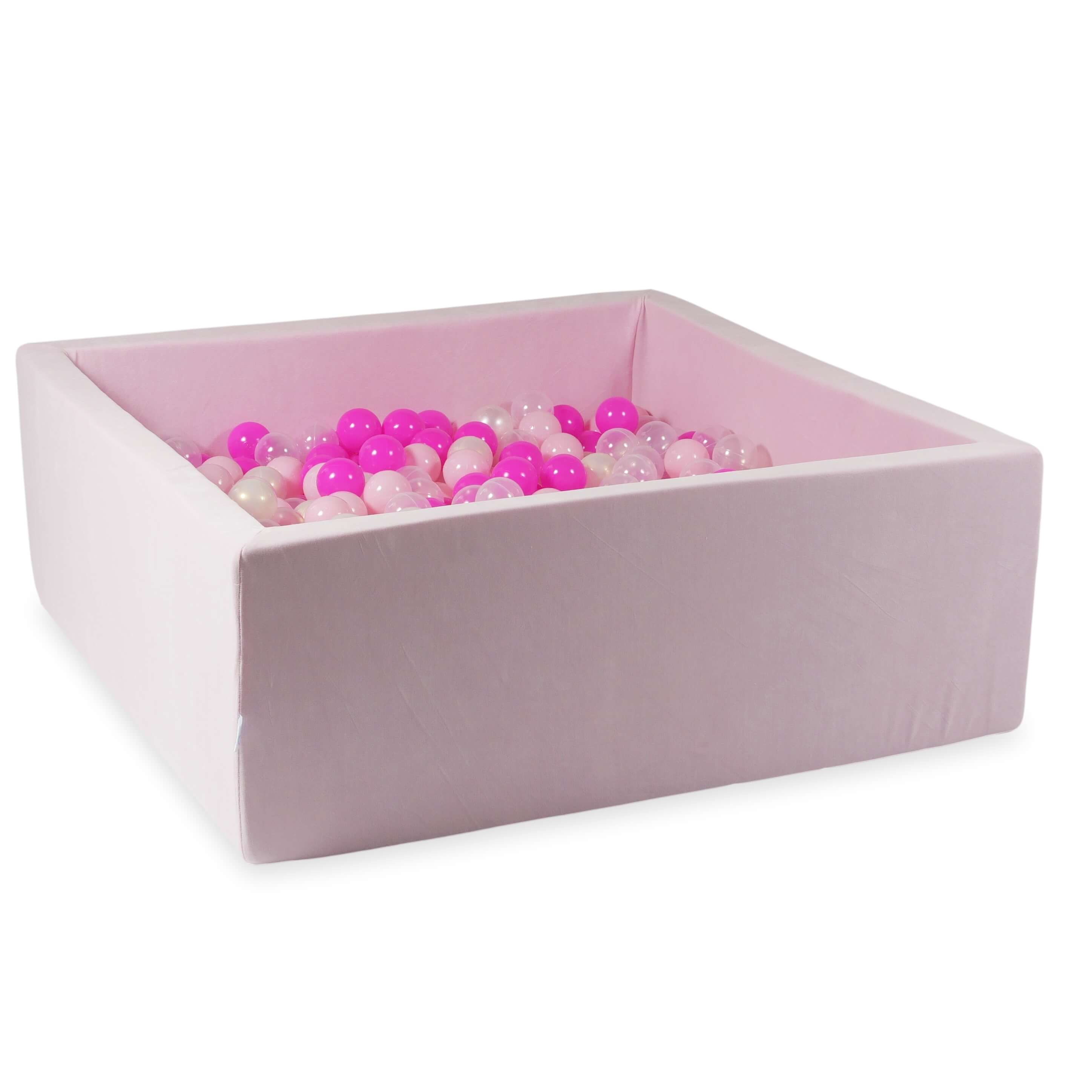 Piscine à balles carrée 110x110x40 cm en velvet soft Light Pink, 600 balles
