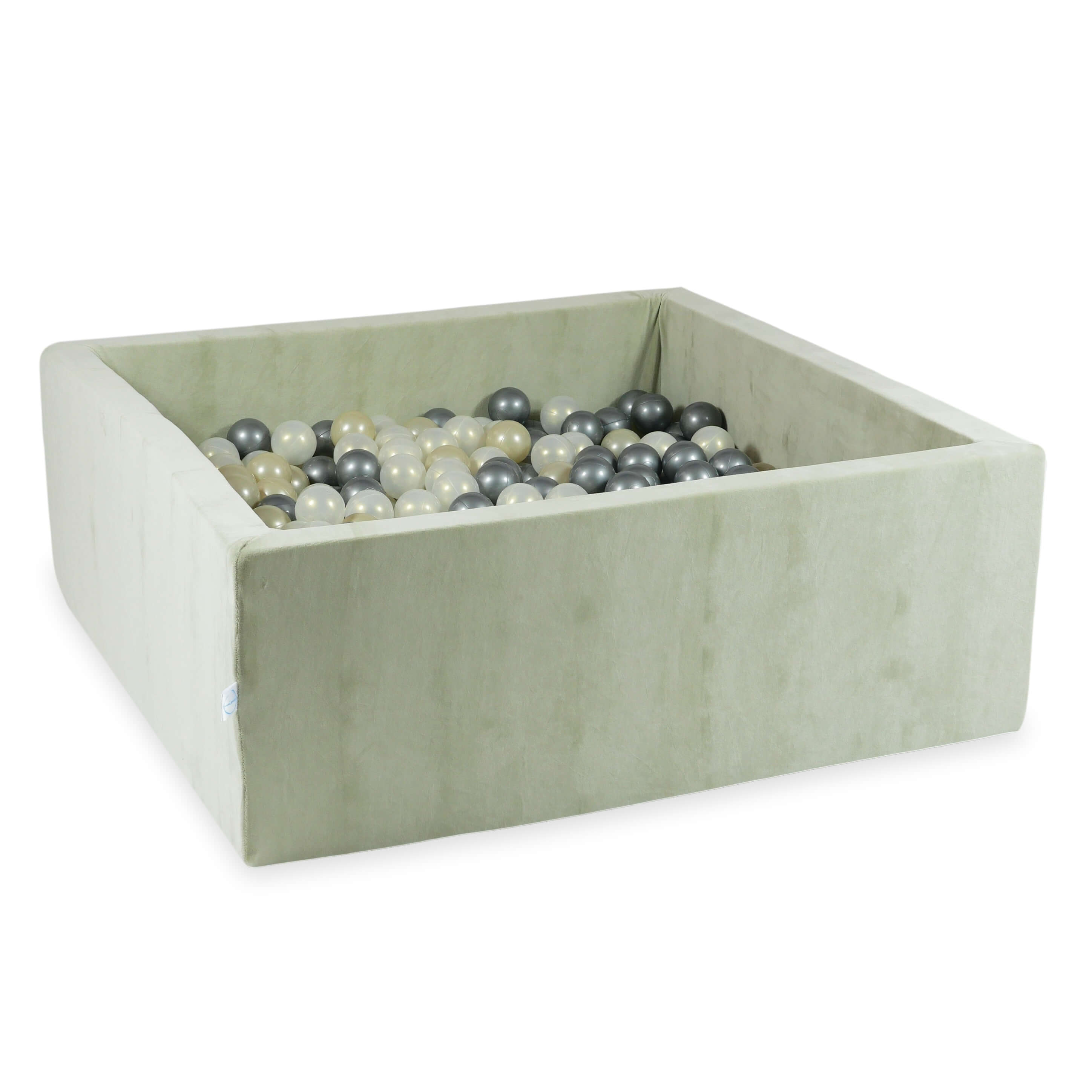Piscine à balles carrée 110x110x40 cm en velvet soft Pistachio, 600 balles
