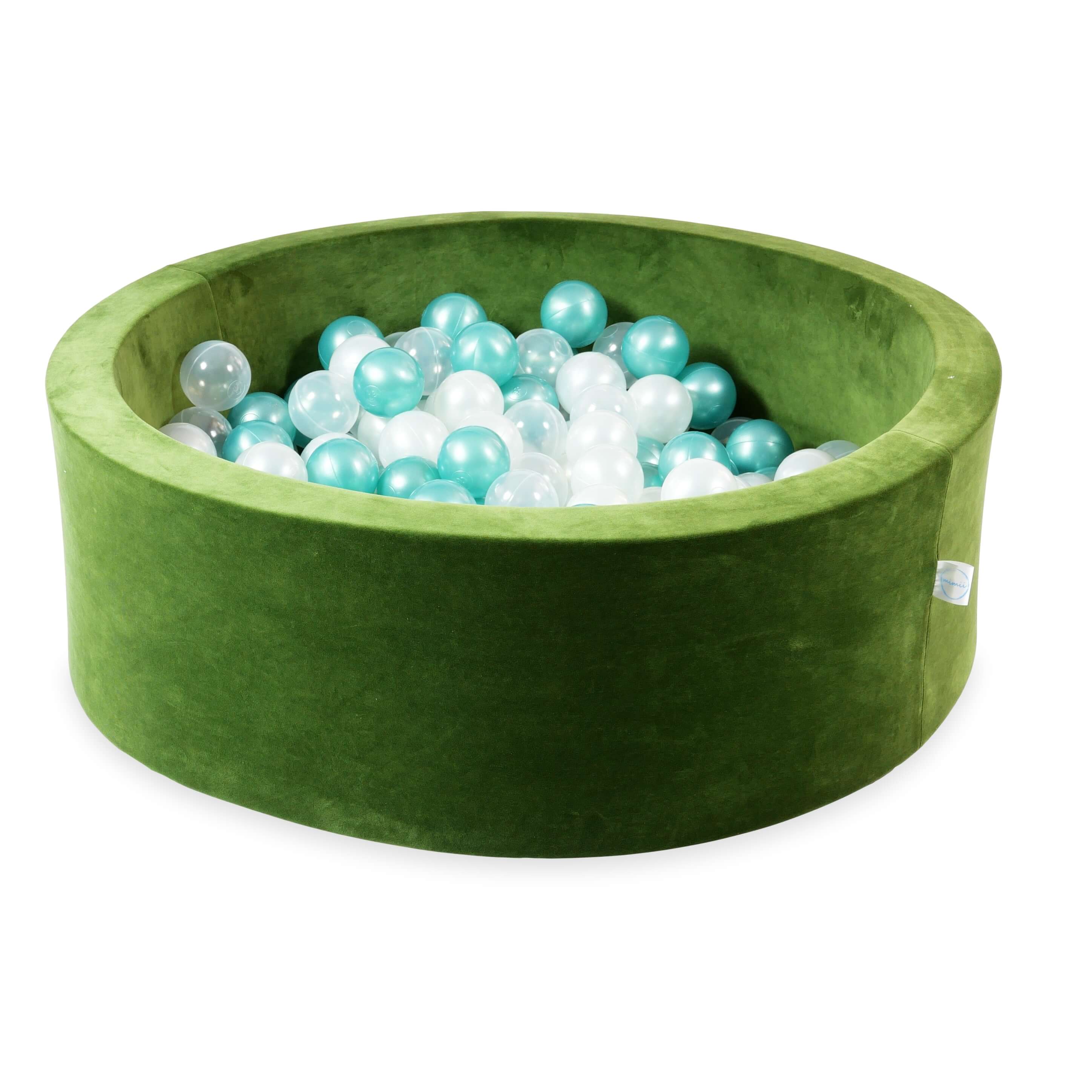 Schaumstoffspielbereich mit rundem, 90 x 30 cm großem, samtweichem, olivgrünem Pool + 5 Elementen + 200 Bällen