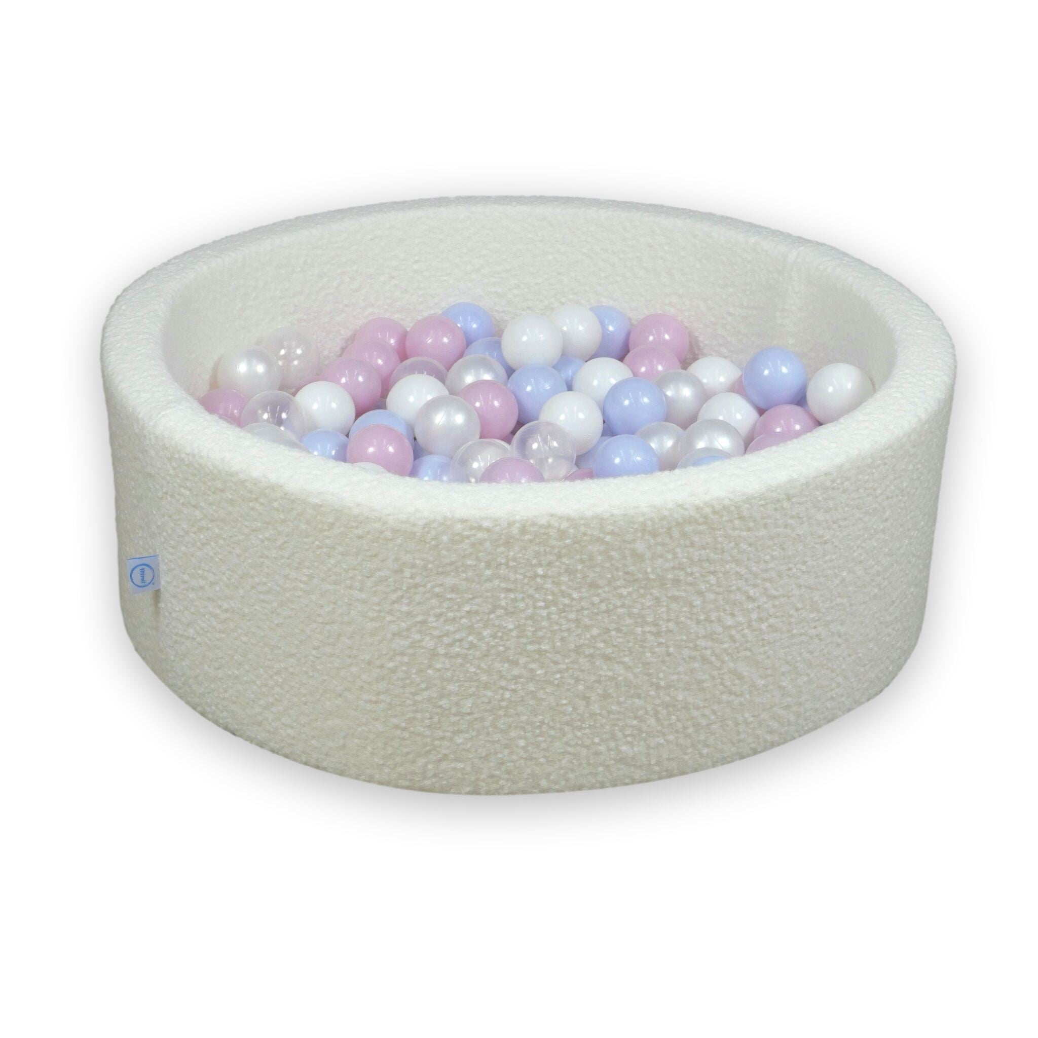 Bällebad 90x30 Loop Weiße Bälle 200 Stück (transparent, weiß, perlmuttfarben, hellperlmuttrosa, hellperlmuttblau)