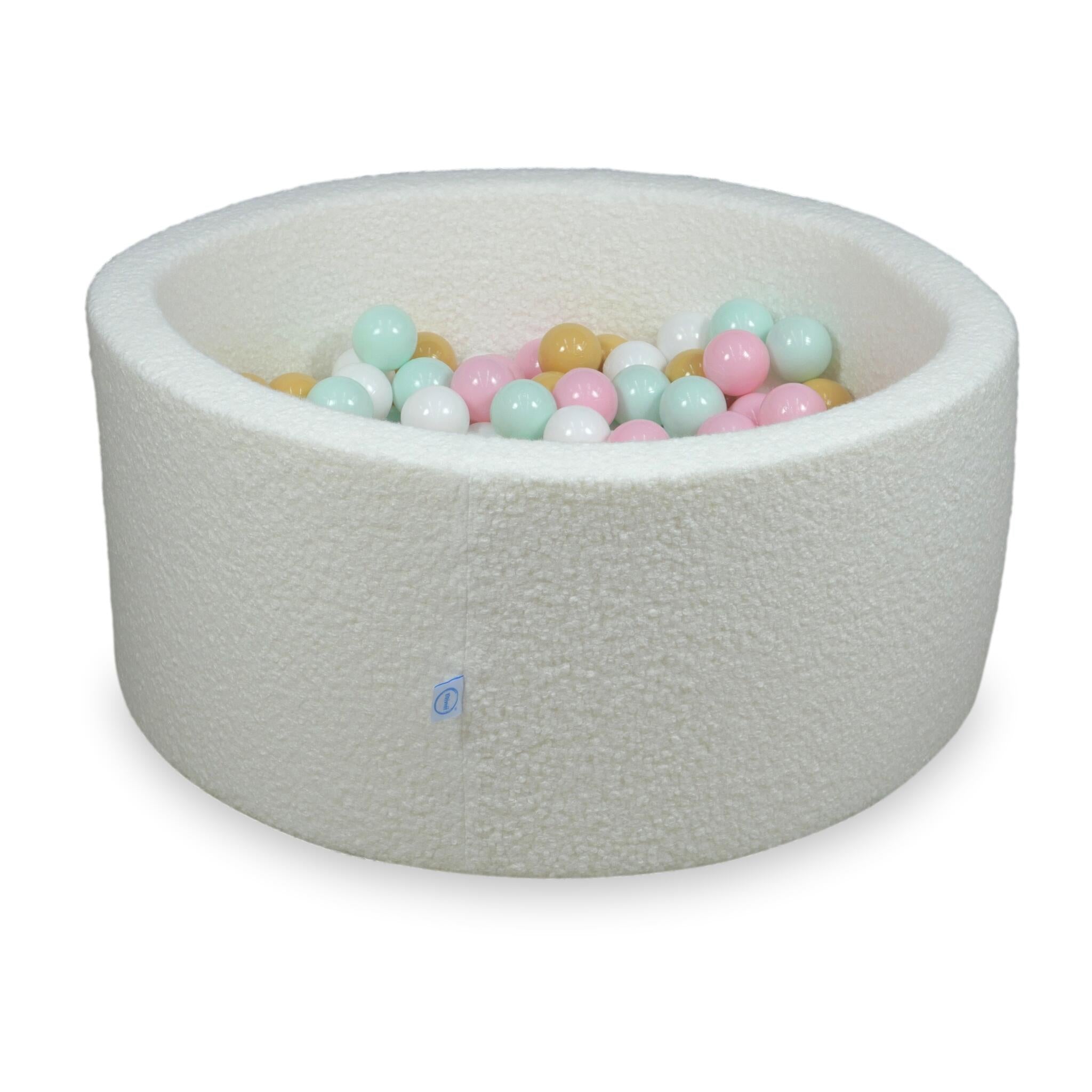 Piscine à balles en velours Boucle Blanc 90x40 cm avec 300 balles