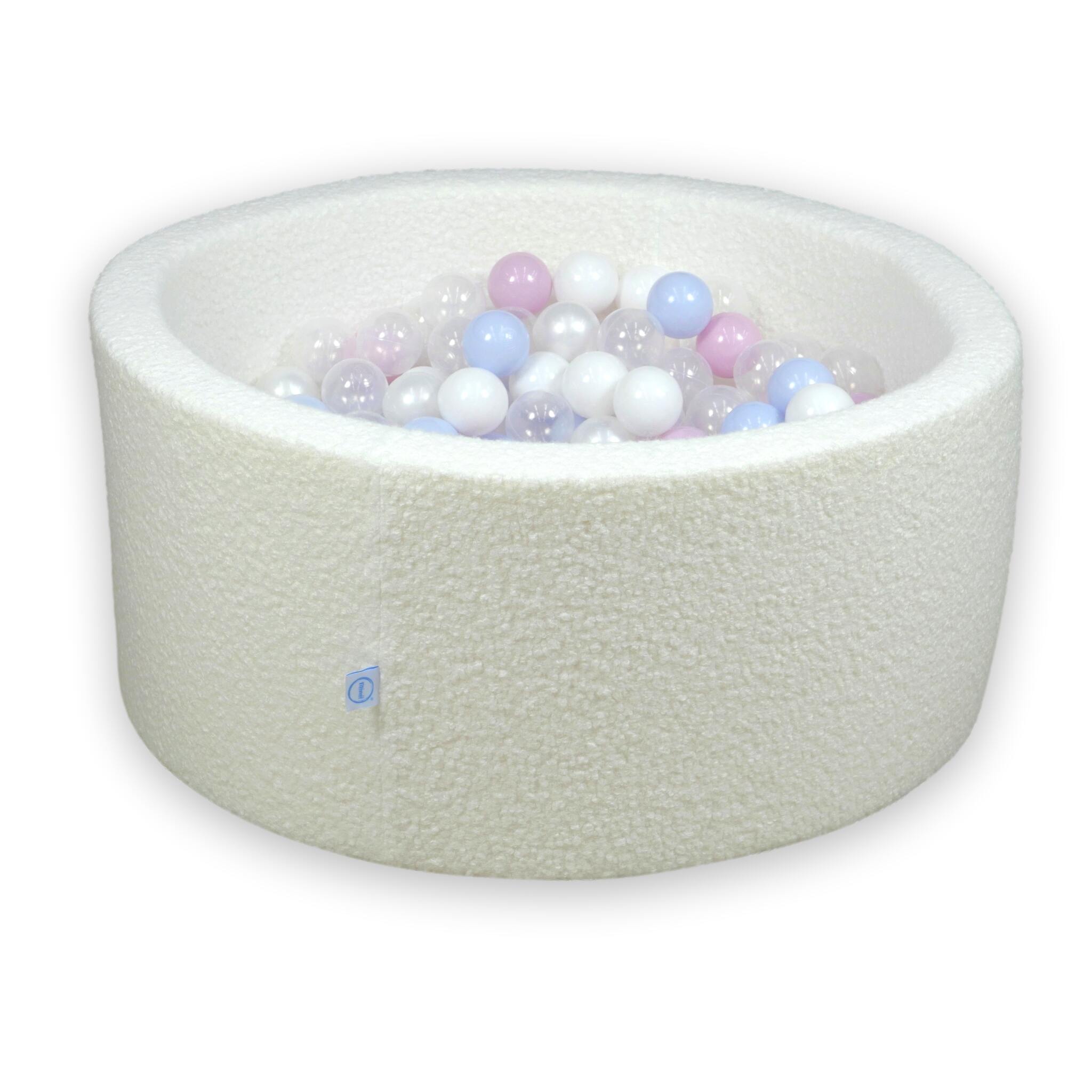 Piscine à balles en velours Boucle Blanc 90x40 cm avec 300 balles
