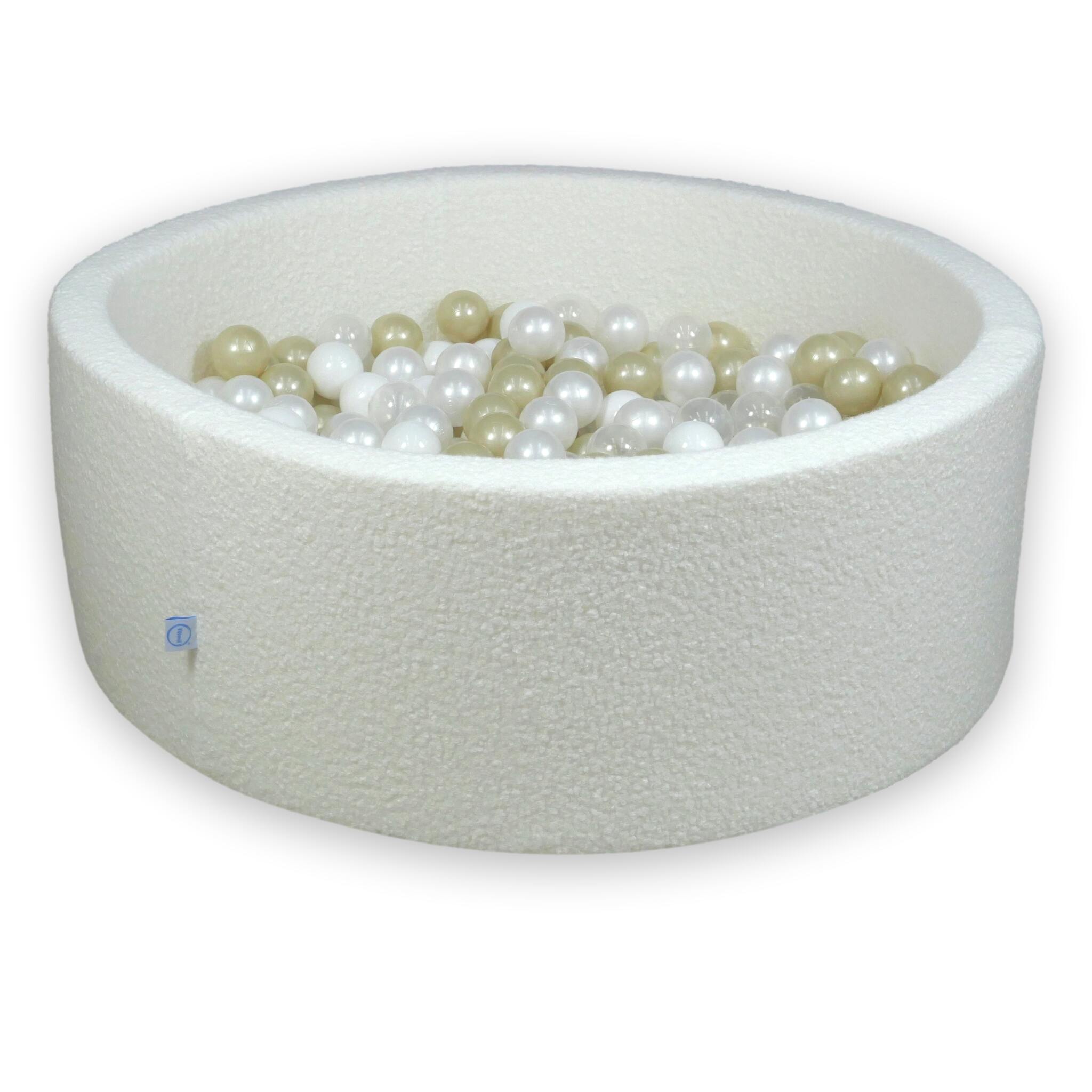 Bällebad 110x40 Loop Weiße Bälle 500 Stück (transparent, weiß, perlmuttfarben, hellgold)