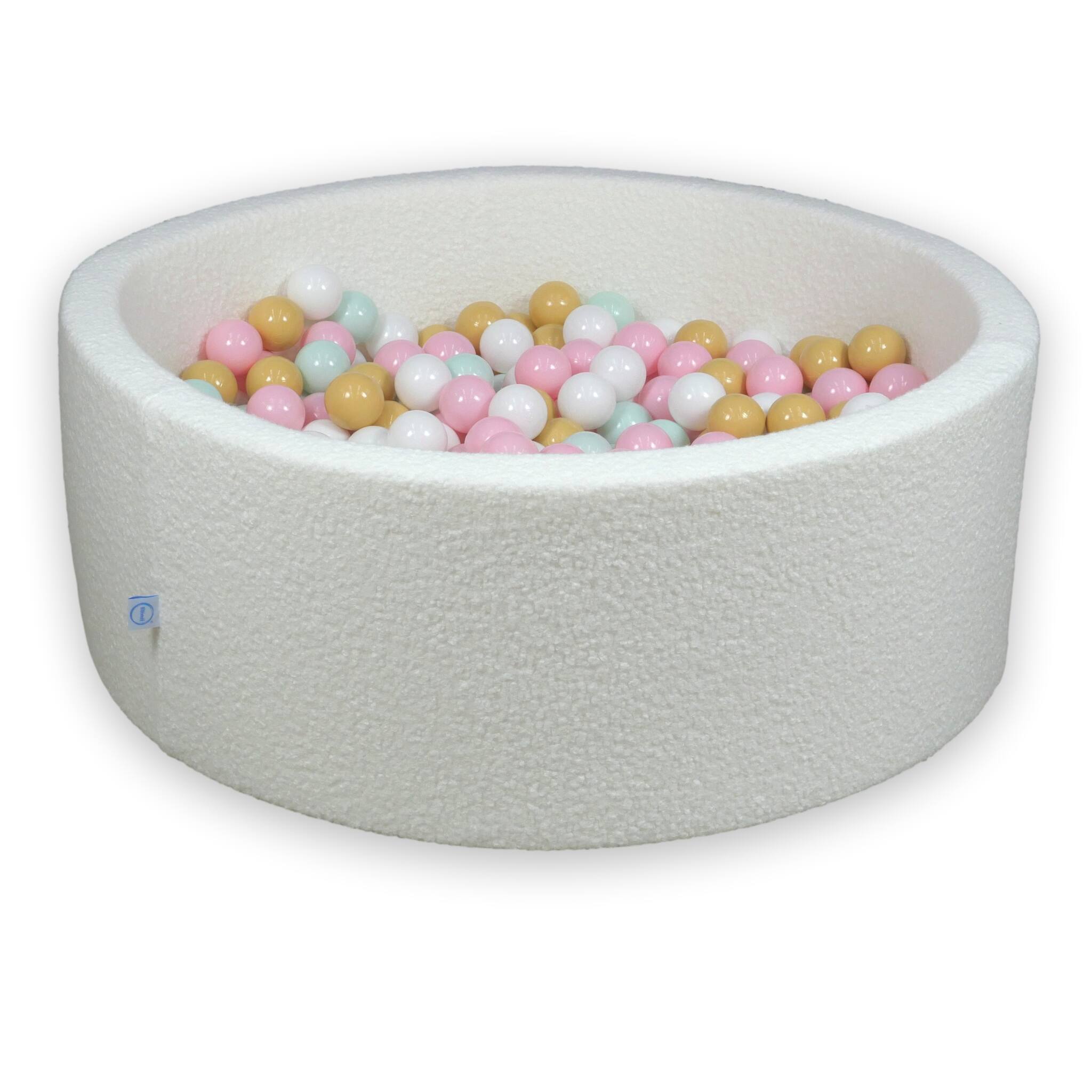 Piscine à balles en velours Boucle Blanc 110x40 cm avec 500balles