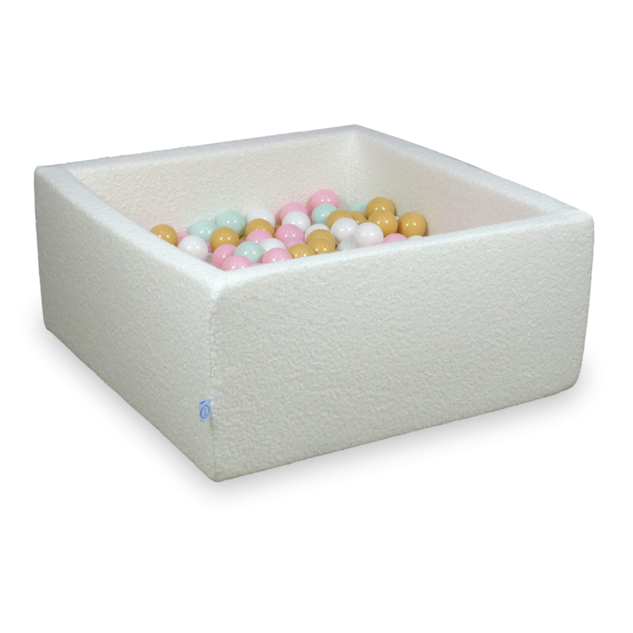 Bällebad 90x90x40 Rundkurs, 400 weiße Bälle (weiß, hellmint, hellrosa, beige)