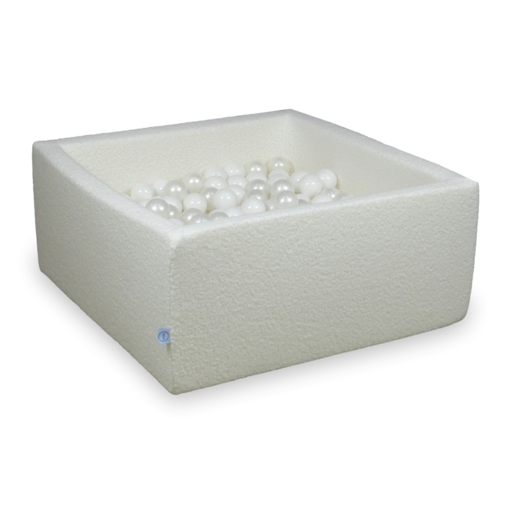Piscine à balles carrée 90x90x40 cm en Bouclé Blanc, 400 balles