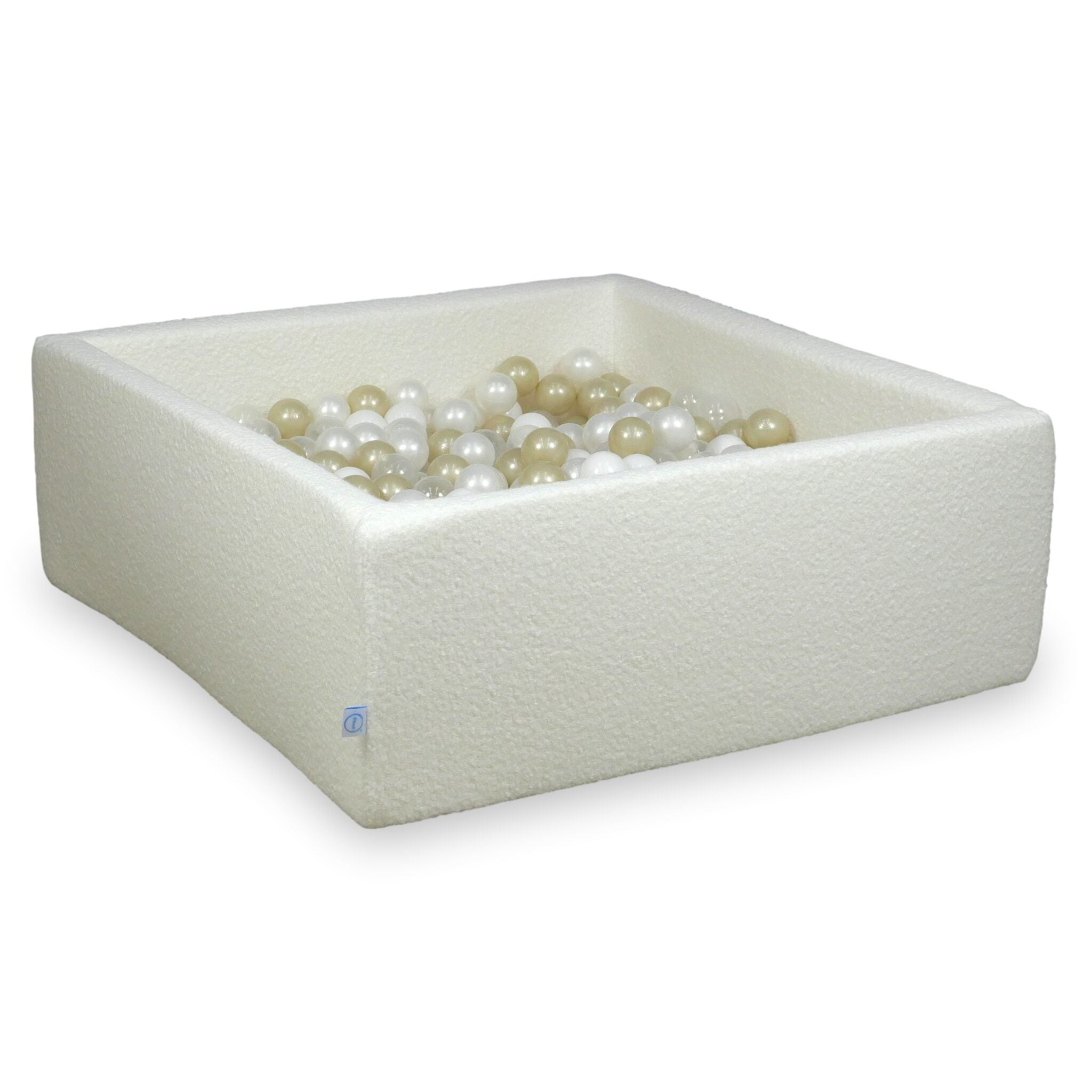 Piscine à balles carrée 110x110x40 cm en Bouclé Blanc, 600 balles