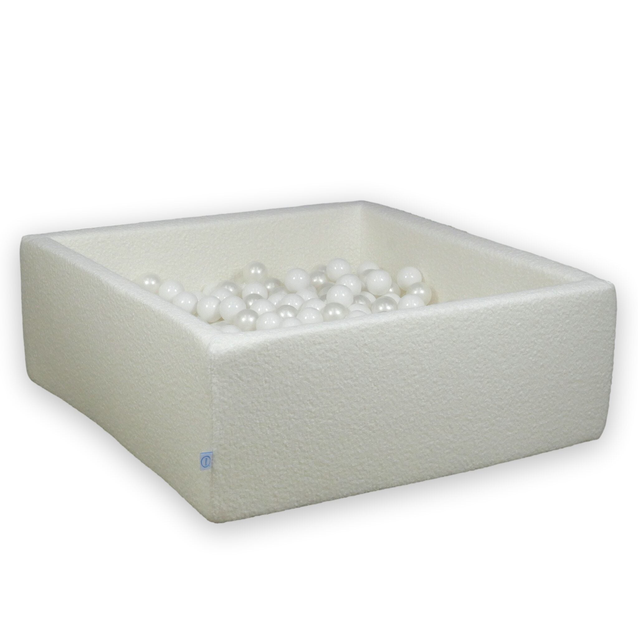 Piscine à balles carrée 110x110x40 cm en Bouclé Blanc, 600 balles