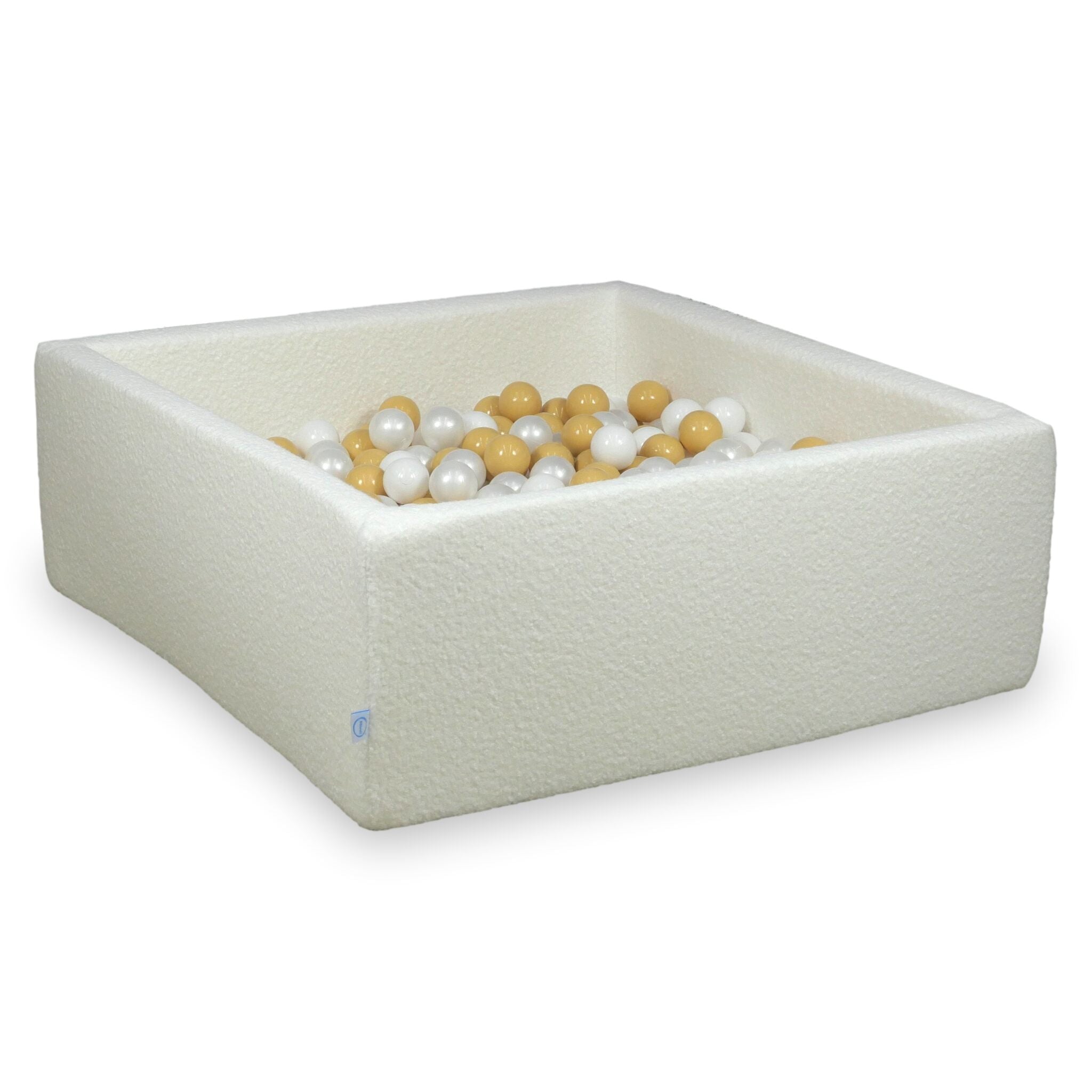 Piscine à balles carrée 110x110x40 cm en Bouclé Blanc, 600 balles