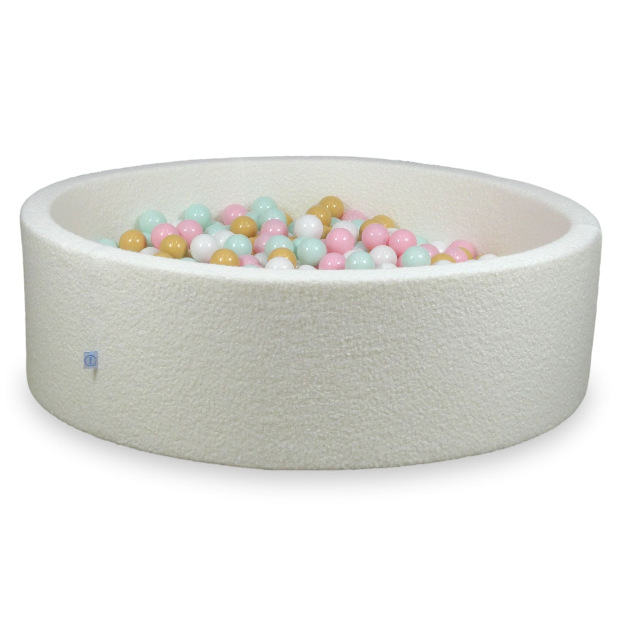 Bällebad 130x40 Schleife, 700 weiße Bälle (weiß, hellmint, hellrosa, beige)