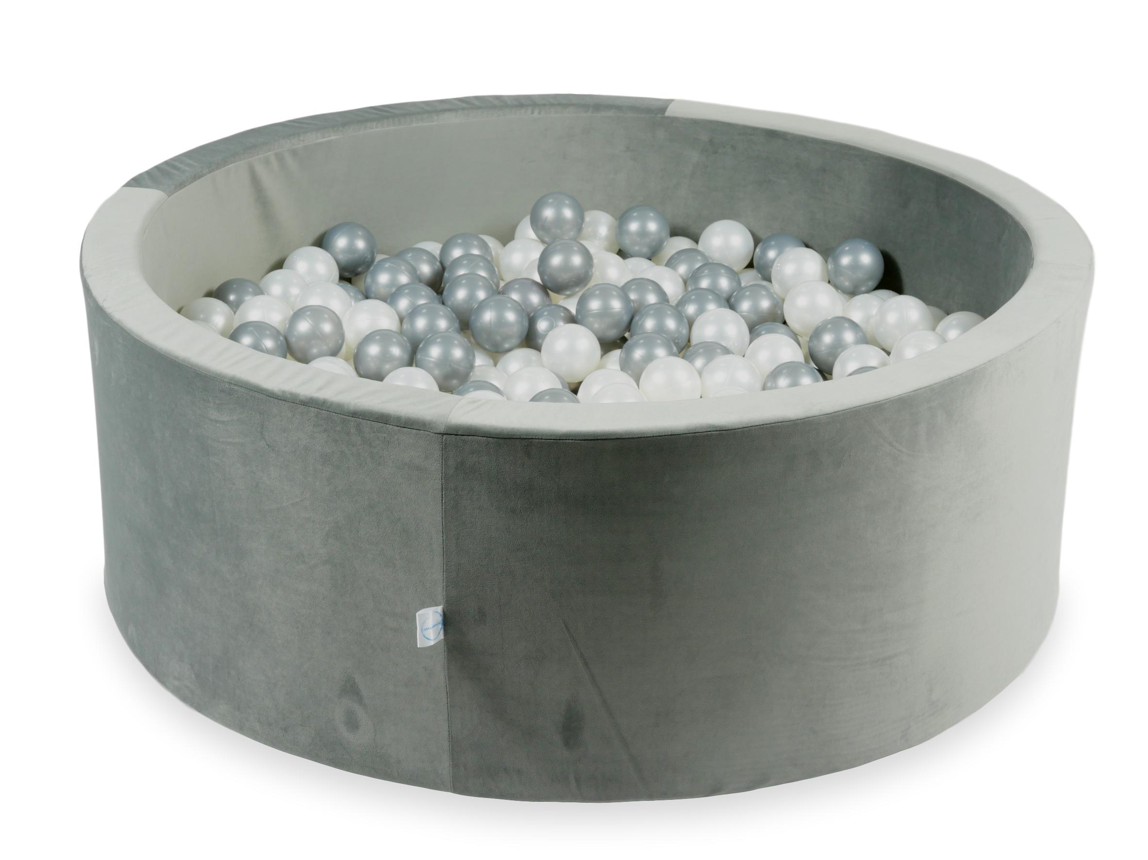 Piscine à balles en velours velvet gris 110x40 cm avec 500balles