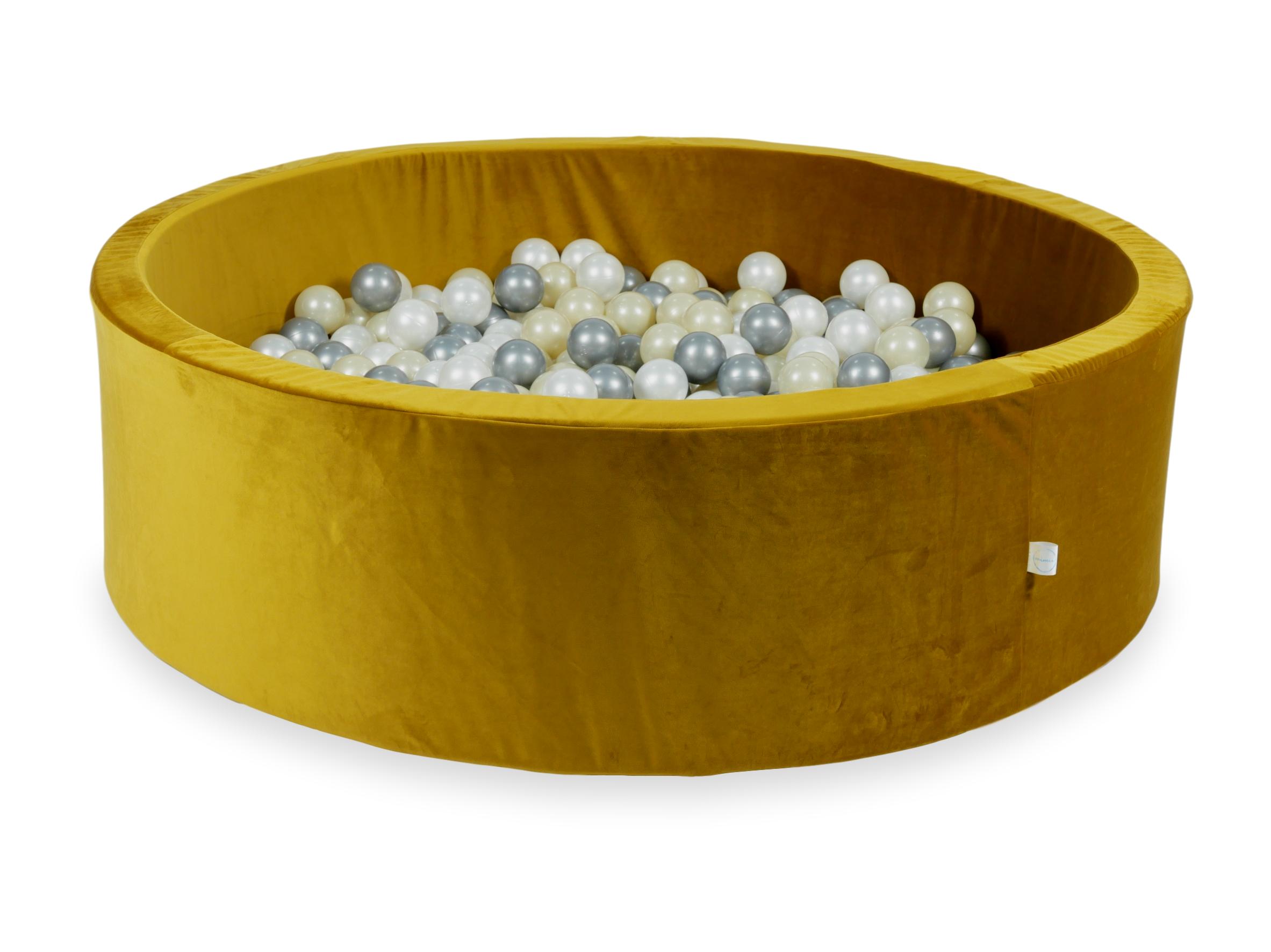 Piscine à balles en velours velvet dore 130x40 cm avec 700 balles