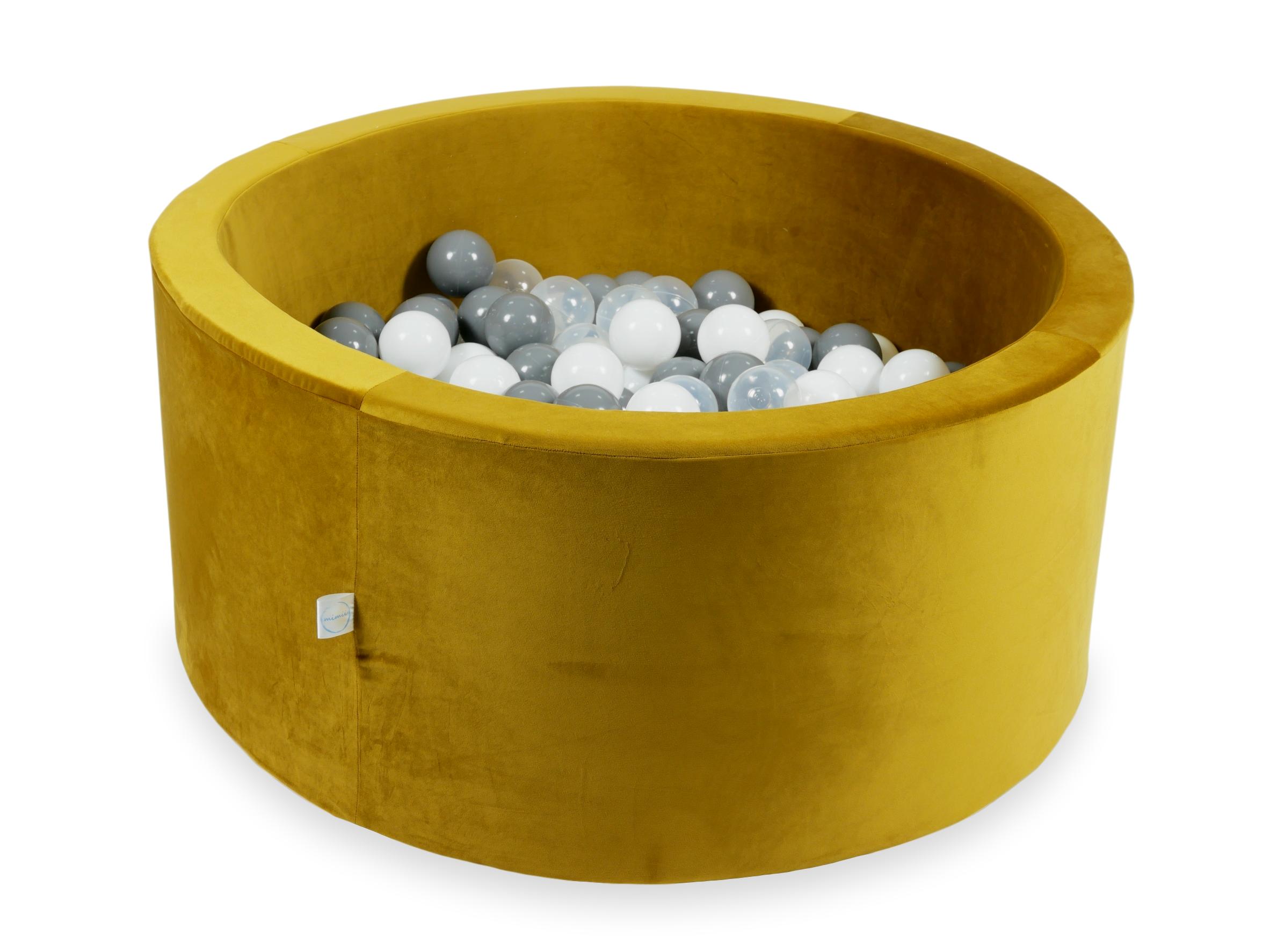 Piscine à balles en velours velvet dore 90x40 cm avec 300 balles