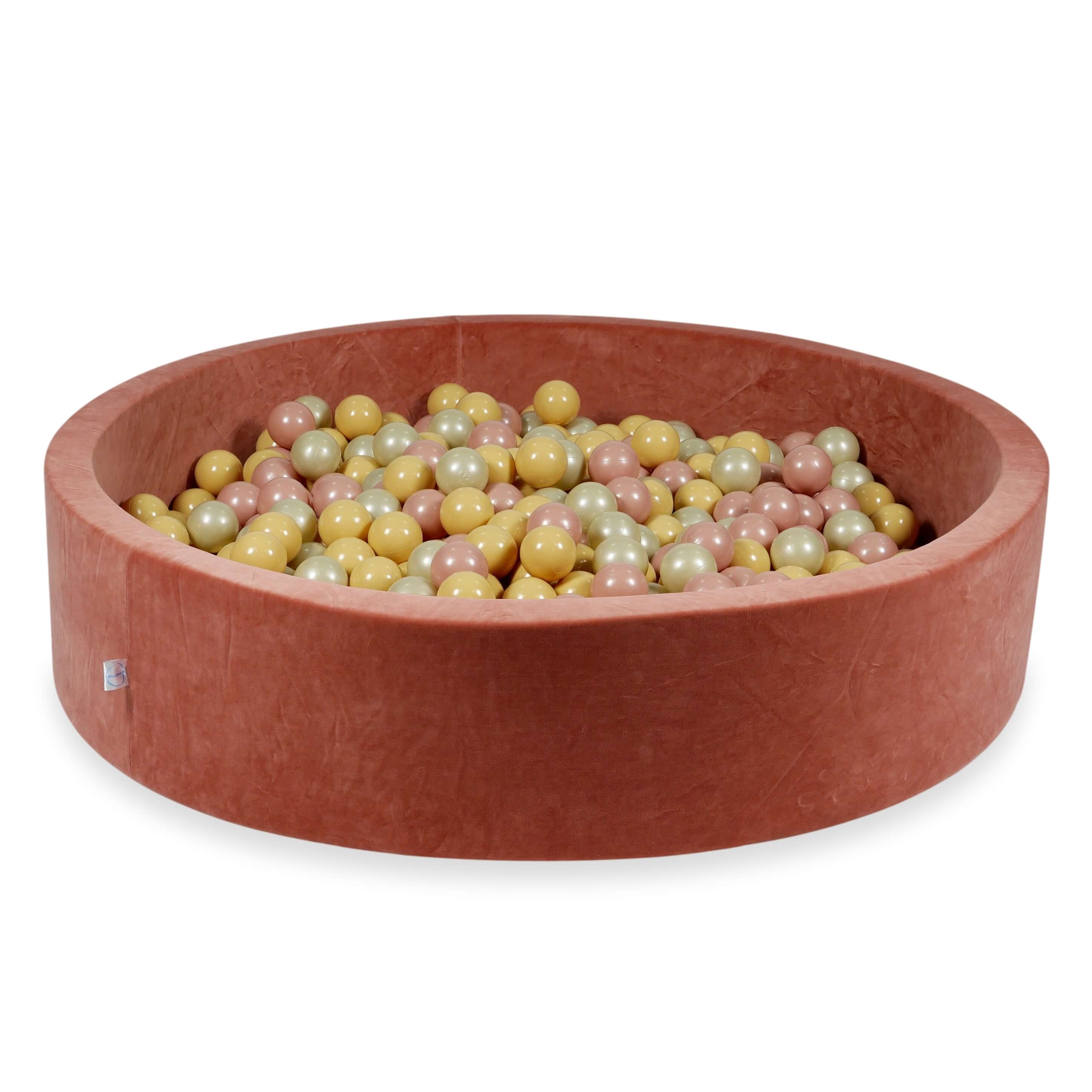 Piscine à balles en velours velvet soft canyon clay 130x30 cm avec 600 balles