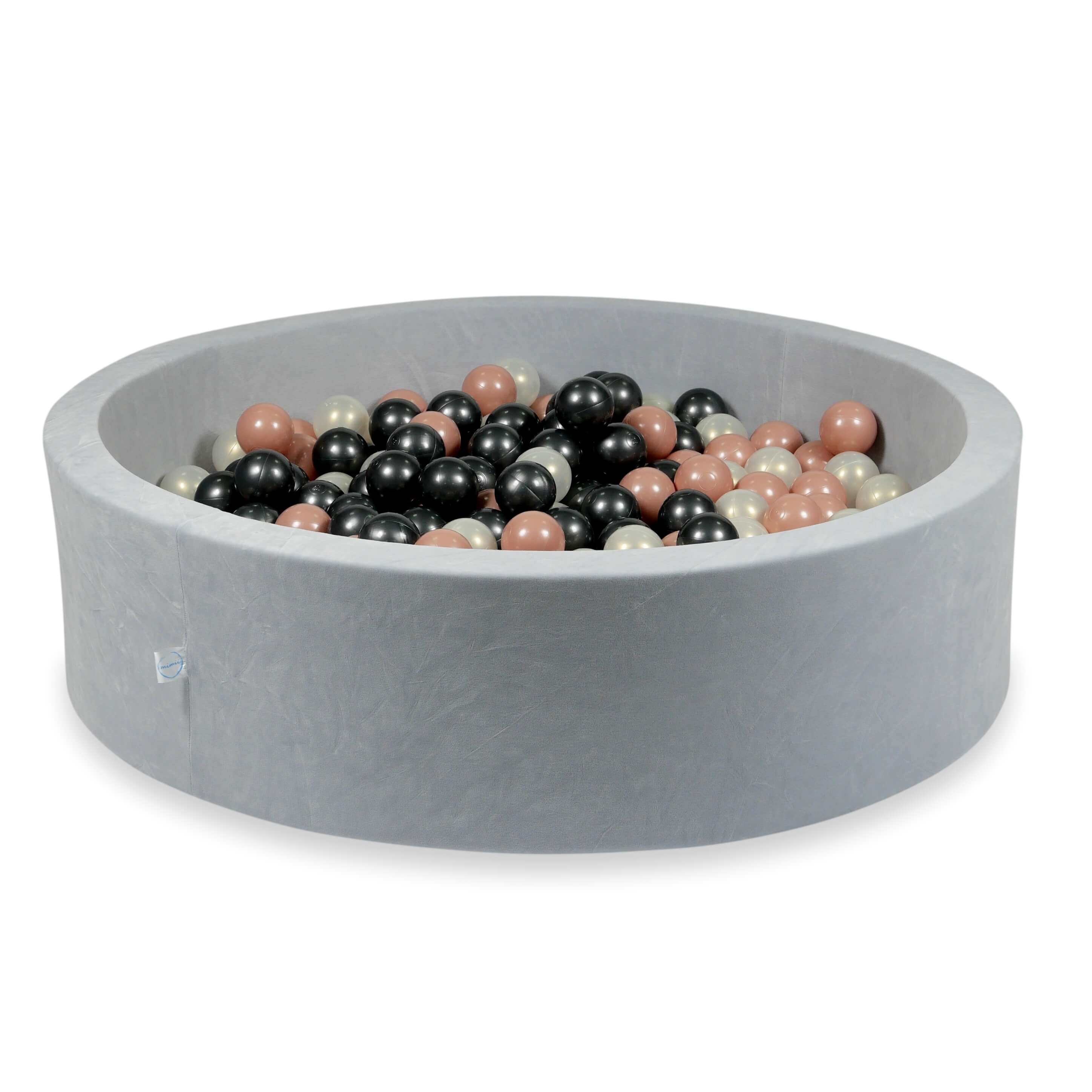 Piscine à balles en velours velvet soft gris clair 110x30 cm avec 400 balles
