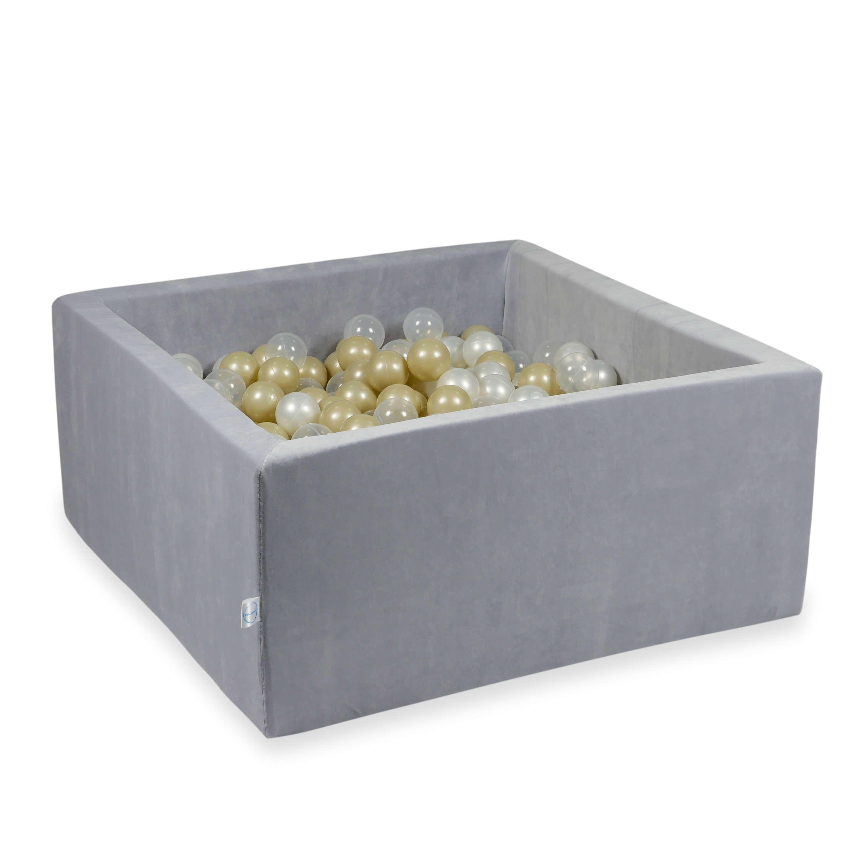 Piscine à balles carrée 90x90x40 cm en velvet soft Gris Clair, 400 balles