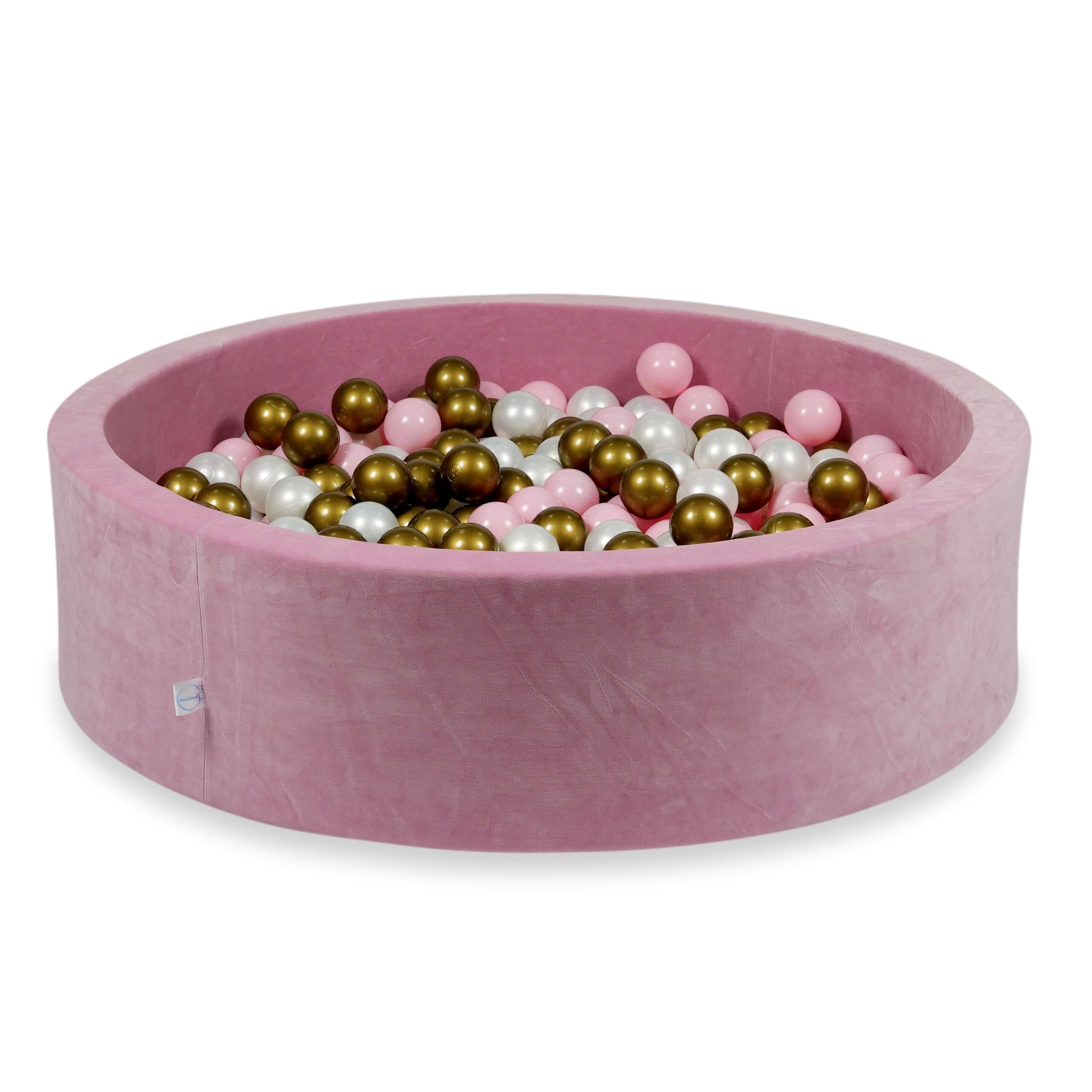 Piscine à balles en velours velvet soft rose 110x30 cm avec 400 balles