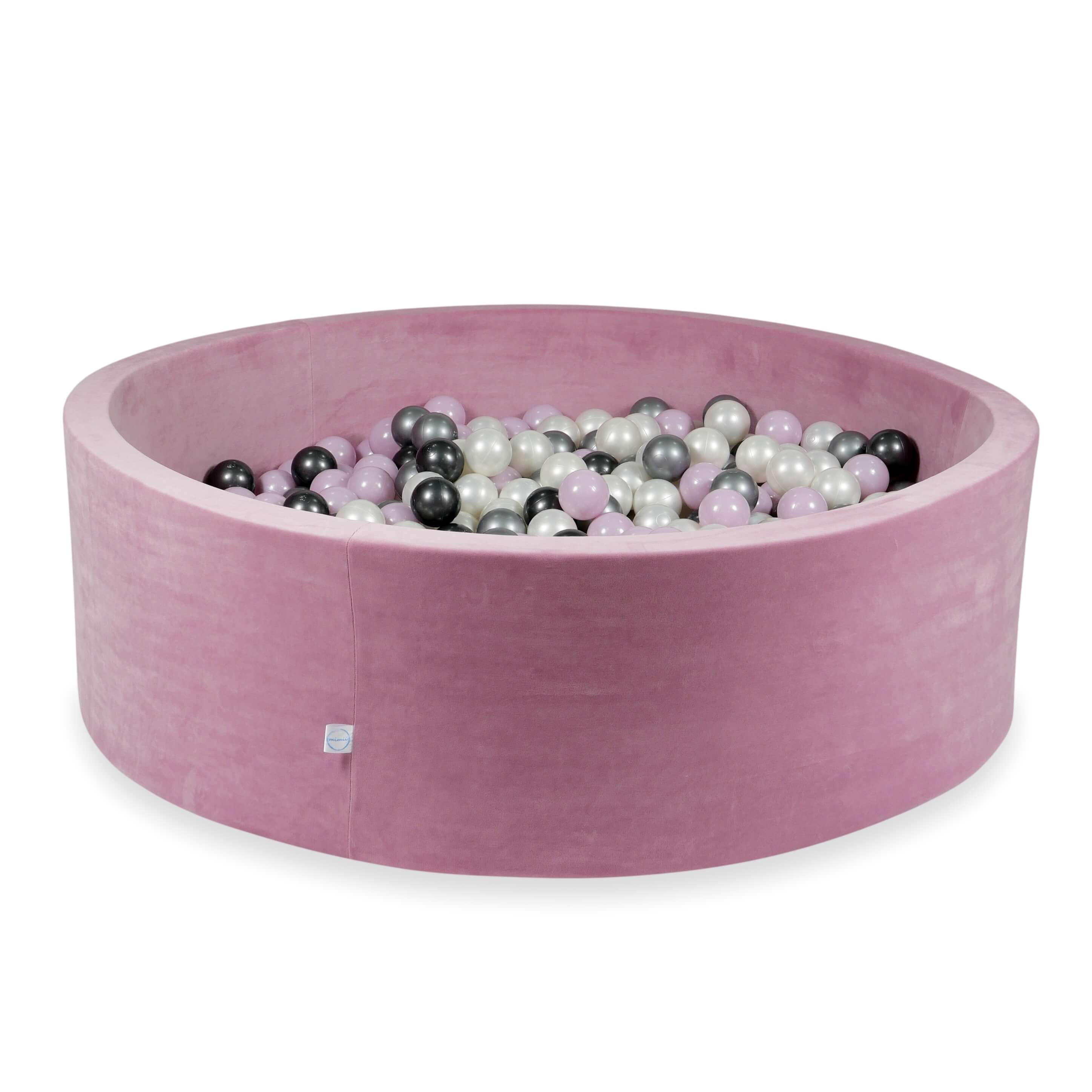 Piscine à balles en velours velvet soft rose 130x40 cm avec 700 balles